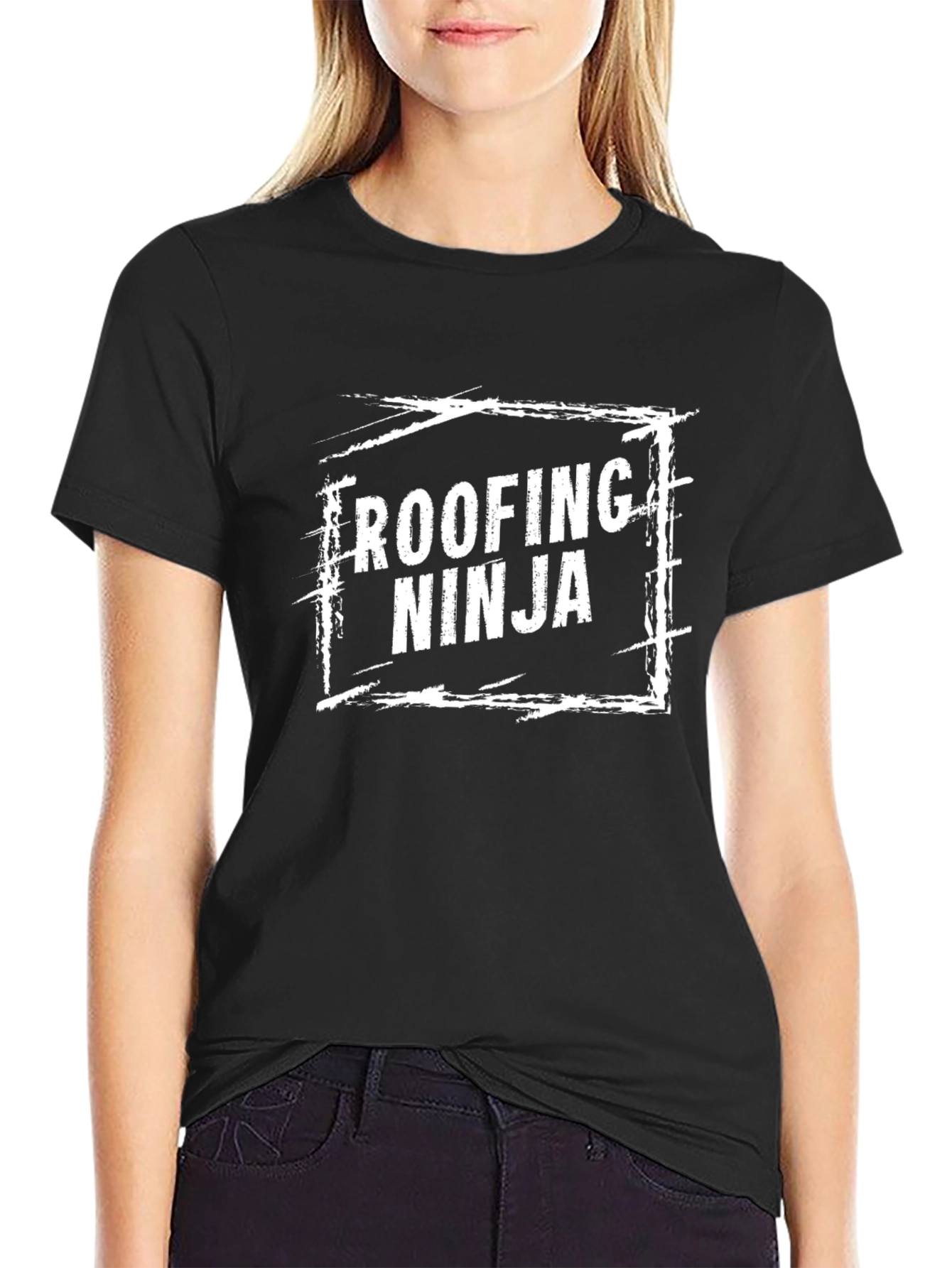 Roofing Ninja Graphic T-Shirt - Black Crew Neck Tee