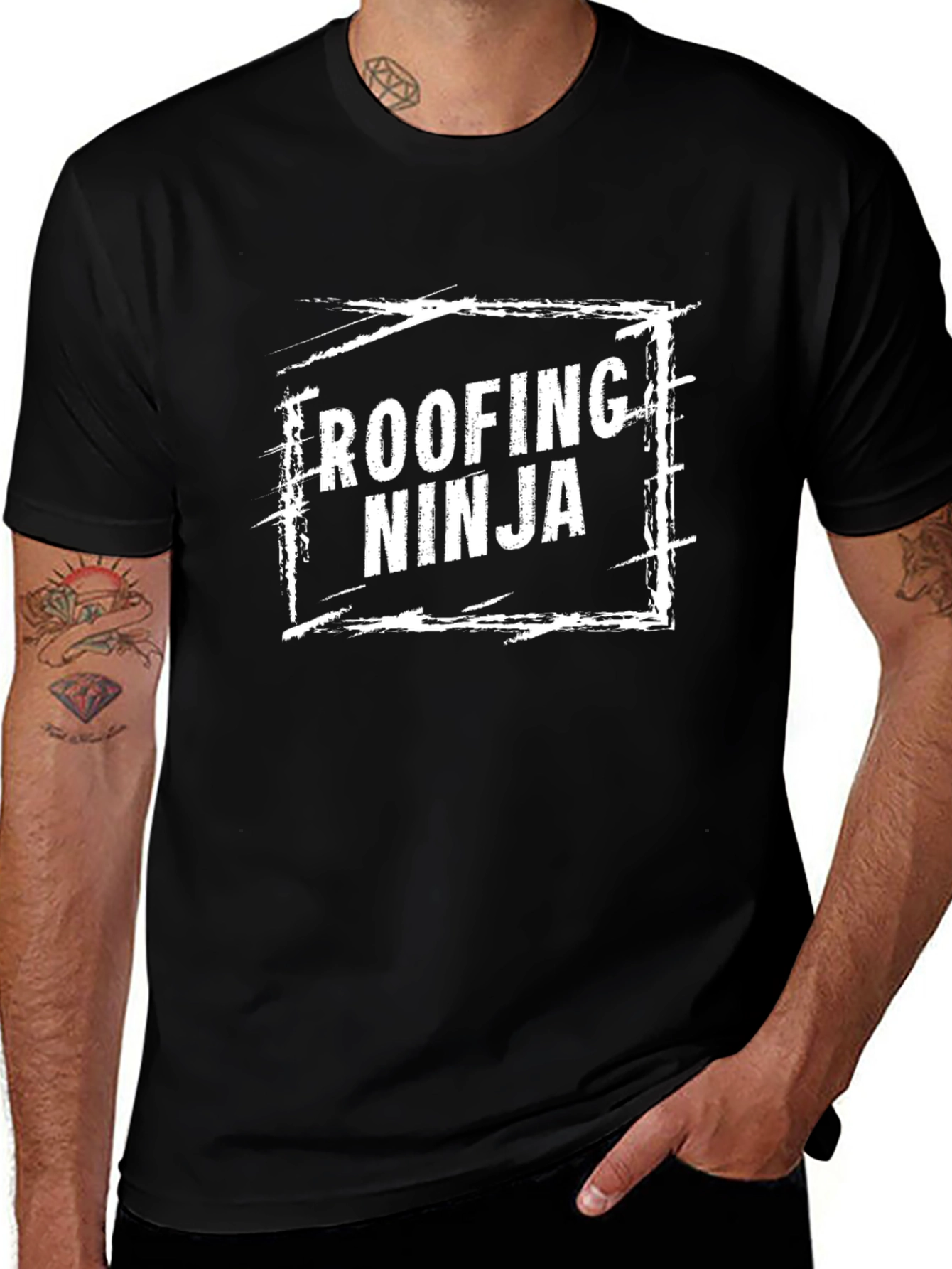 Roofing Ninja Graphic T-Shirt - Black Crew Neck Tee