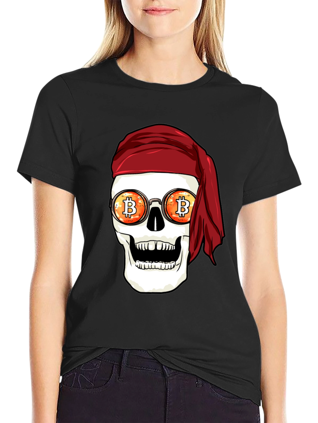 Bitcoin Pirate Skull Graphic Tee