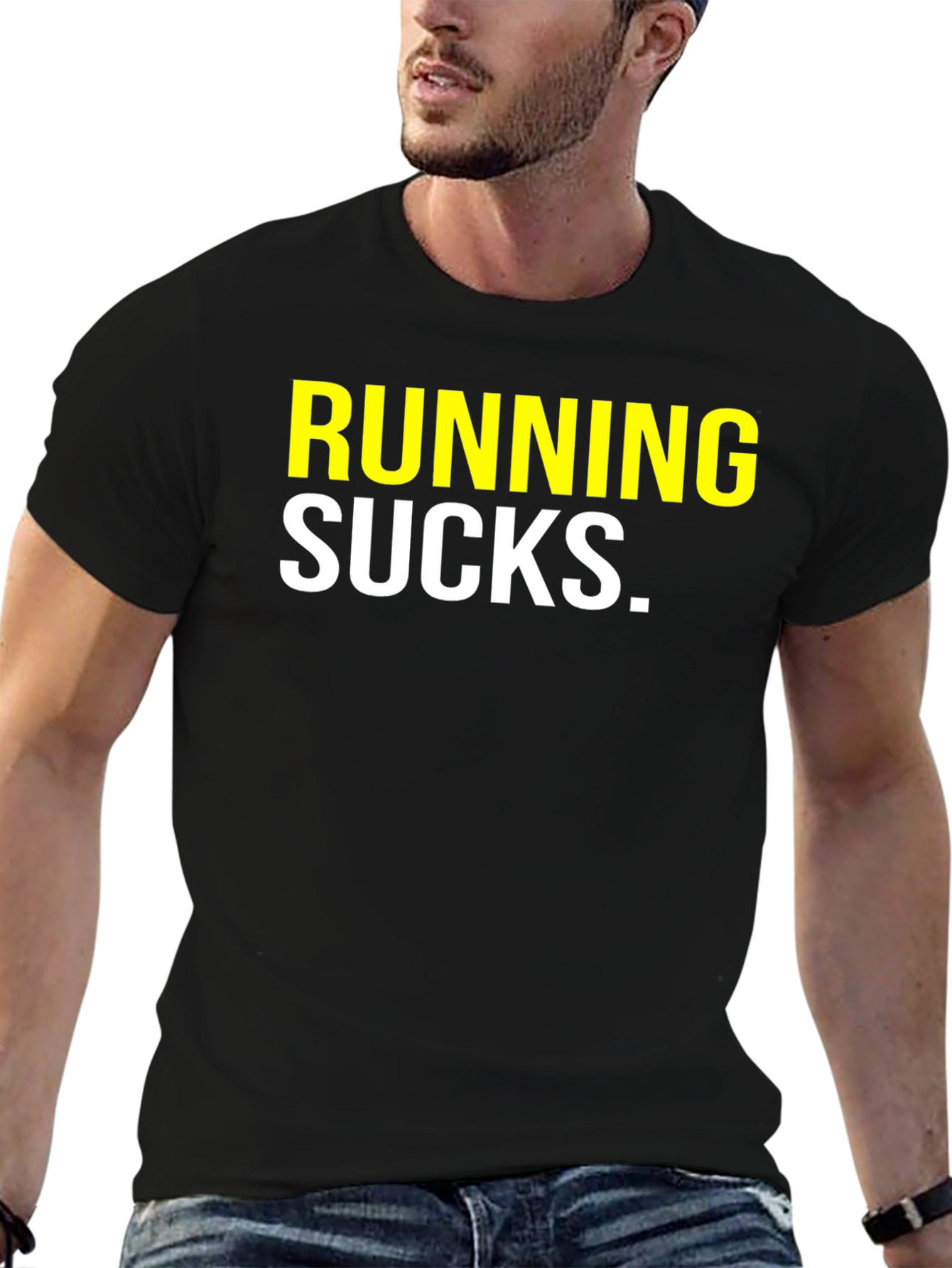 Running Sucks Graphic Tee - Black Casual T-Shirt