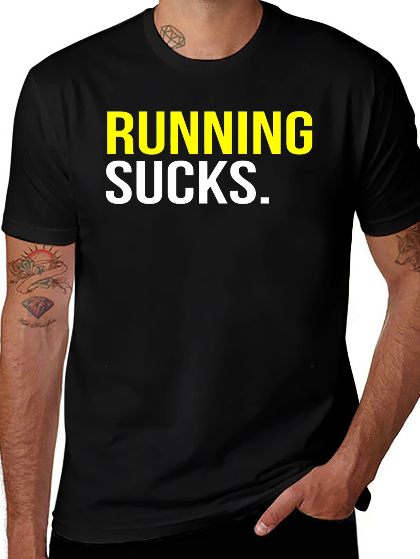 Running Sucks Graphic Tee - Black Casual T-Shirt