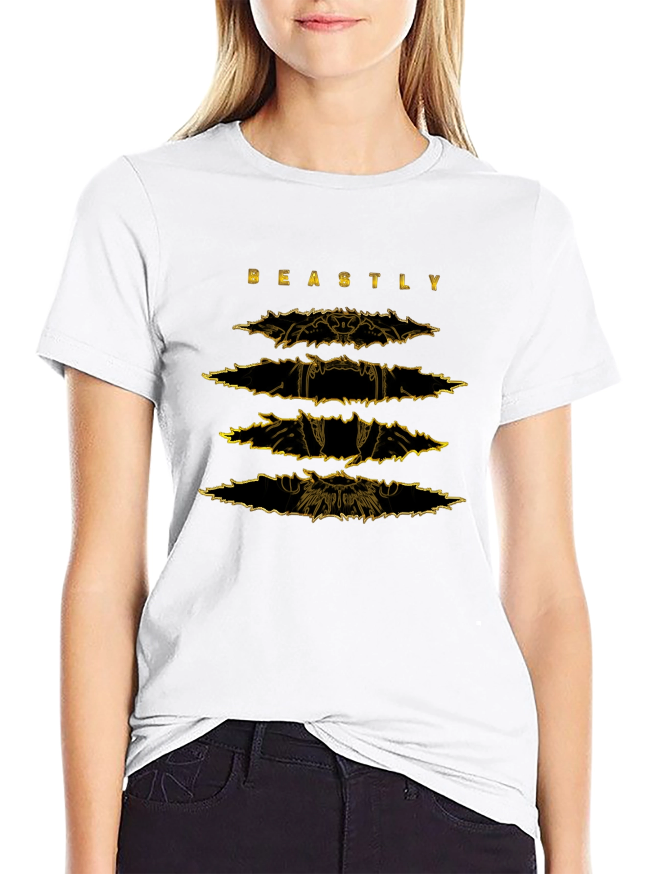 Beastly Graphic Print Mens Black T-Shirt
