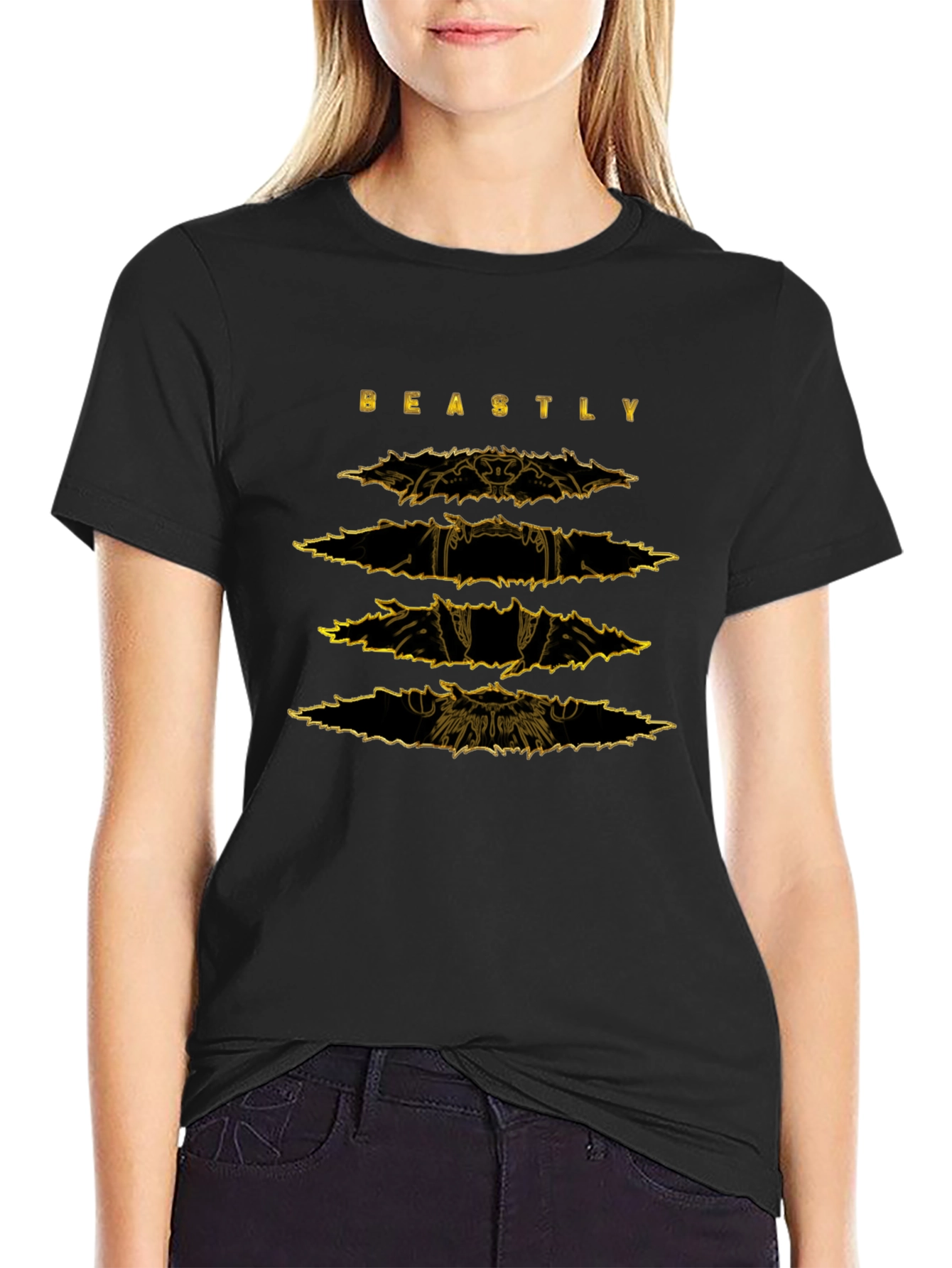 Beastly Graphic Print Mens Black T-Shirt