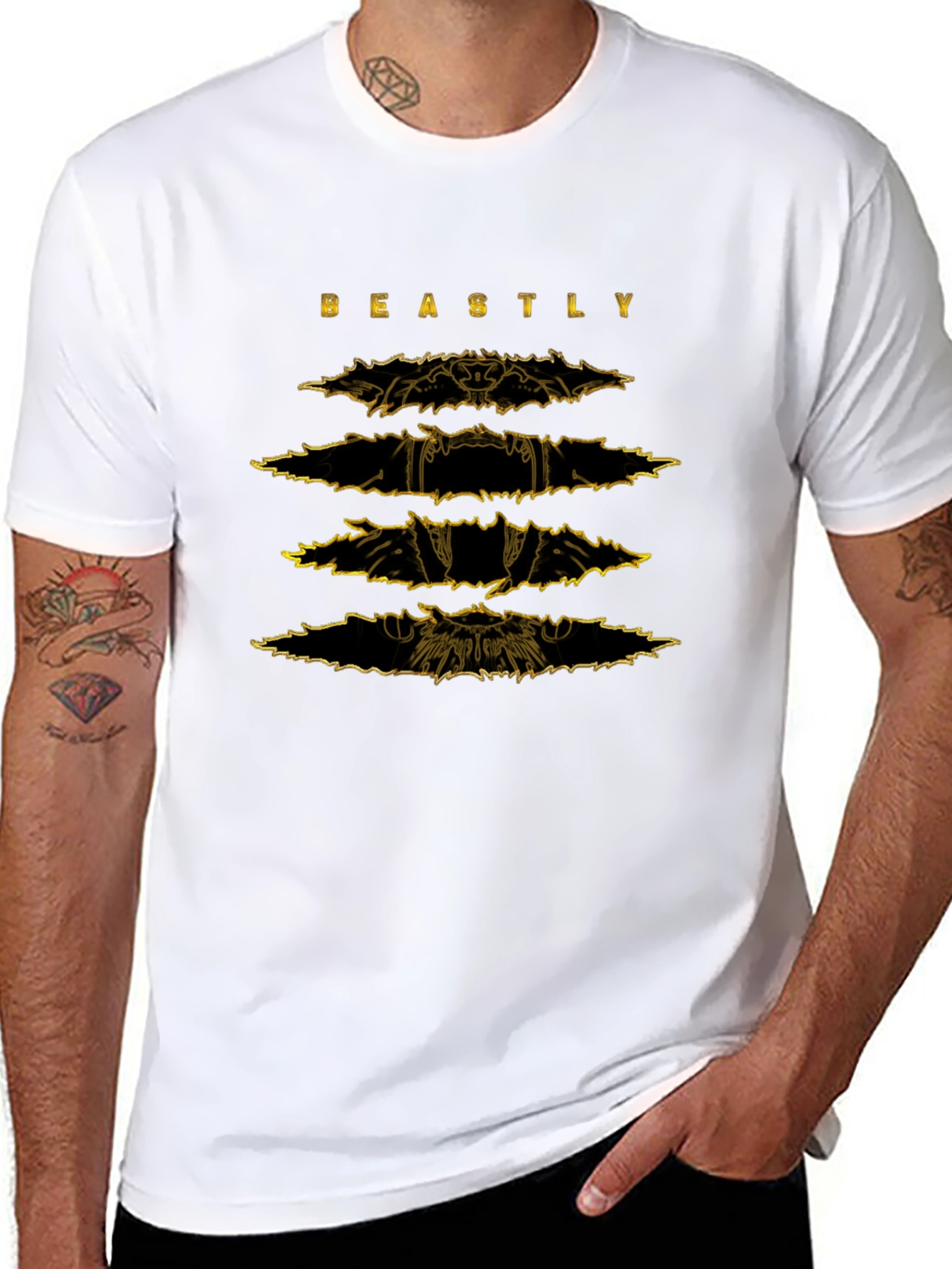 Beastly Graphic Print Mens Black T-Shirt