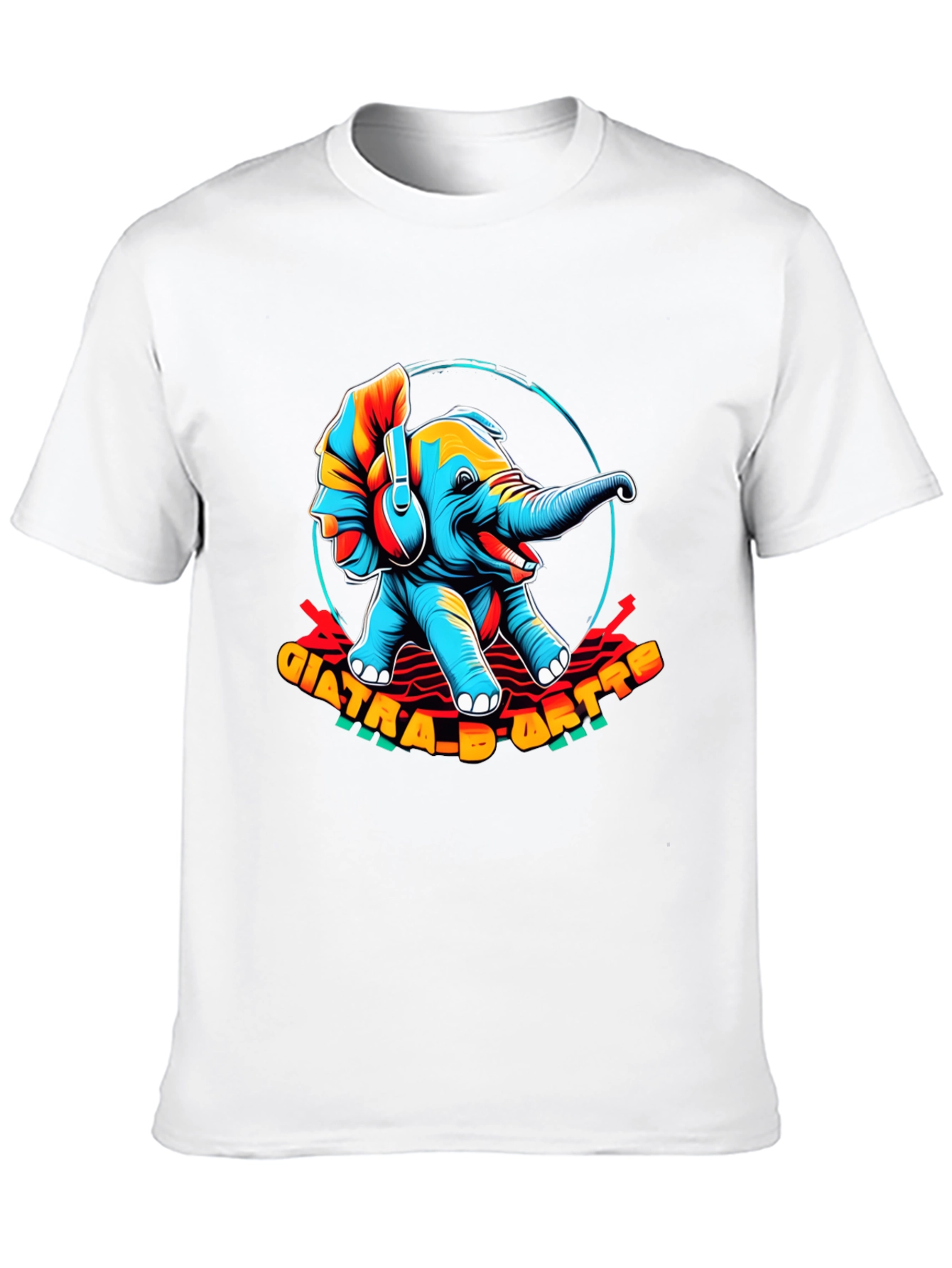 Trendy Elephant Graphic Black T-Shirt