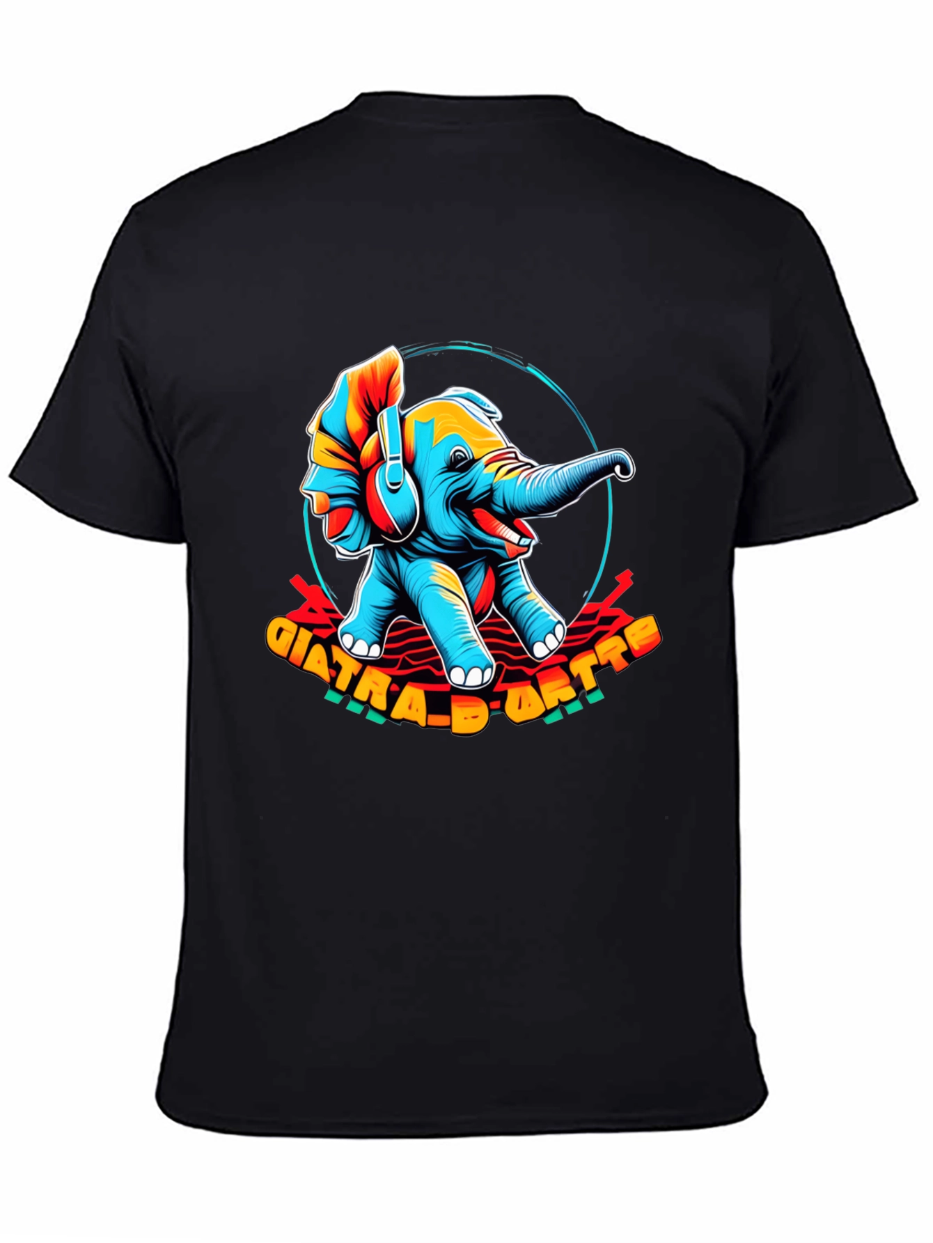 Trendy Elephant Graphic Black T-Shirt