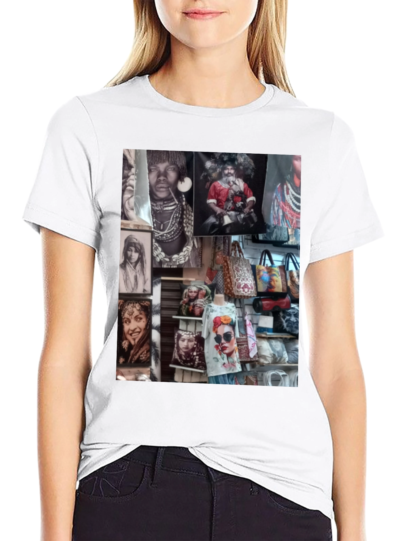 Worldly Collage Black T-Shirt