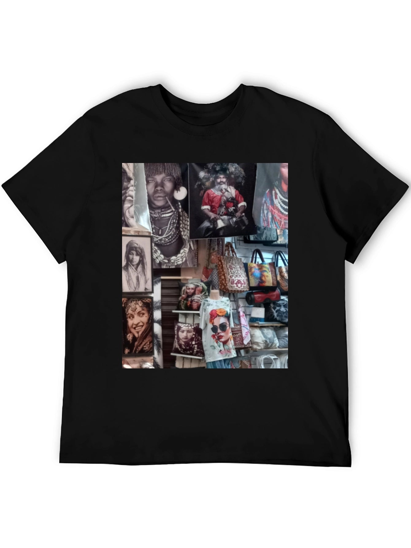 Worldly Collage Black T-Shirt
