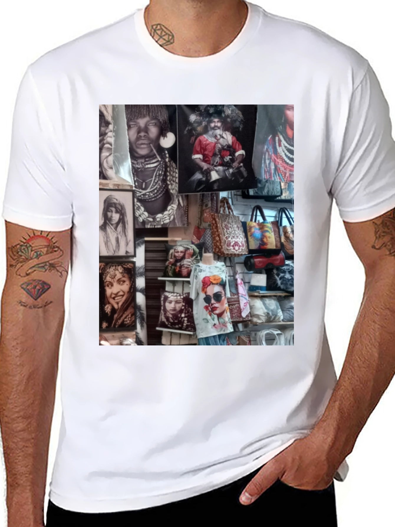 Worldly Collage Black T-Shirt