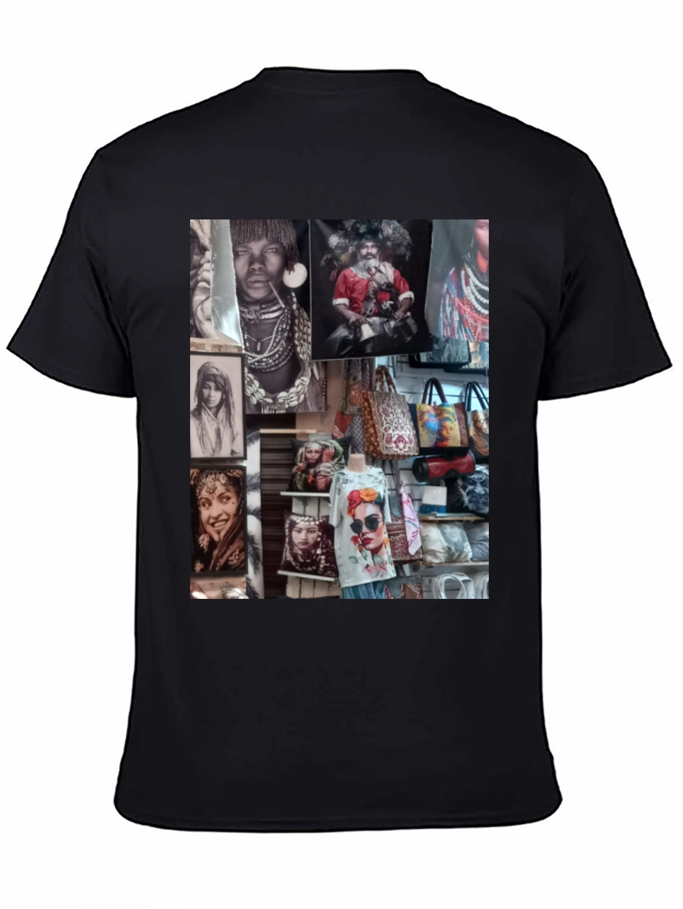 Worldly Collage Black T-Shirt