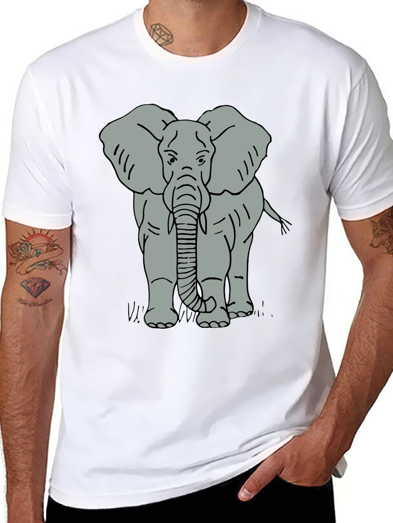 Elephant Graphic Tee - Mens Black T-Shirt