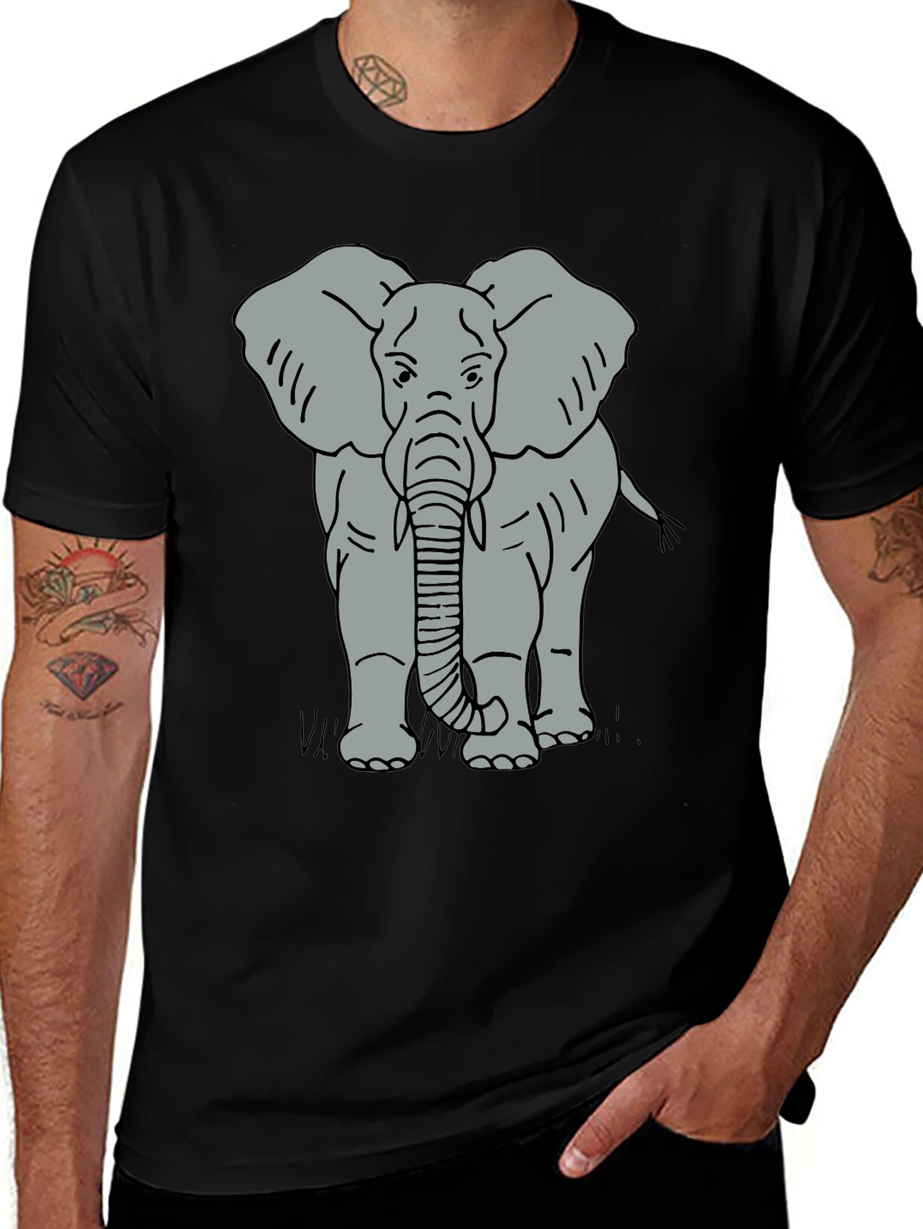 Elephant Graphic Tee - Mens Black T-Shirt