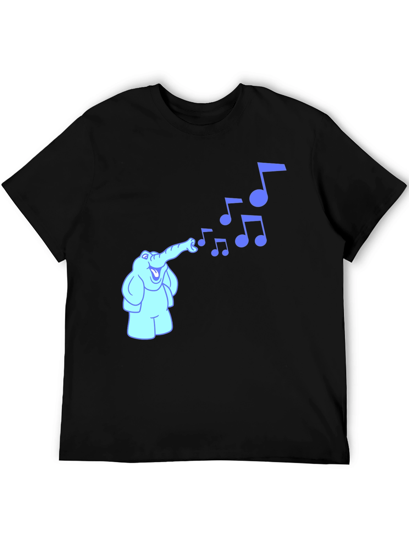Musical Elephant Graphic Tee - Black Cotton Shirt