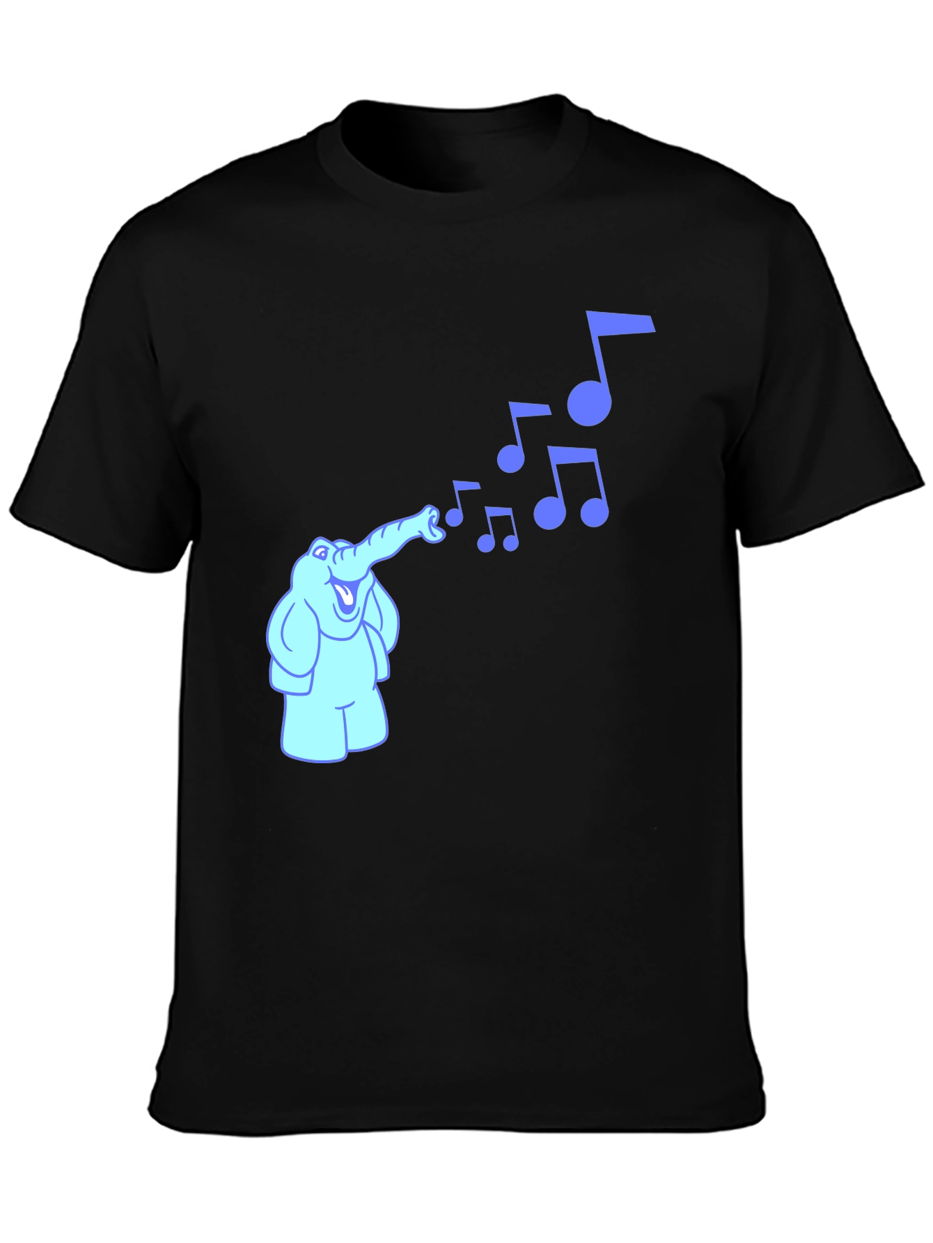 Musical Elephant Graphic Tee - Black Cotton Shirt