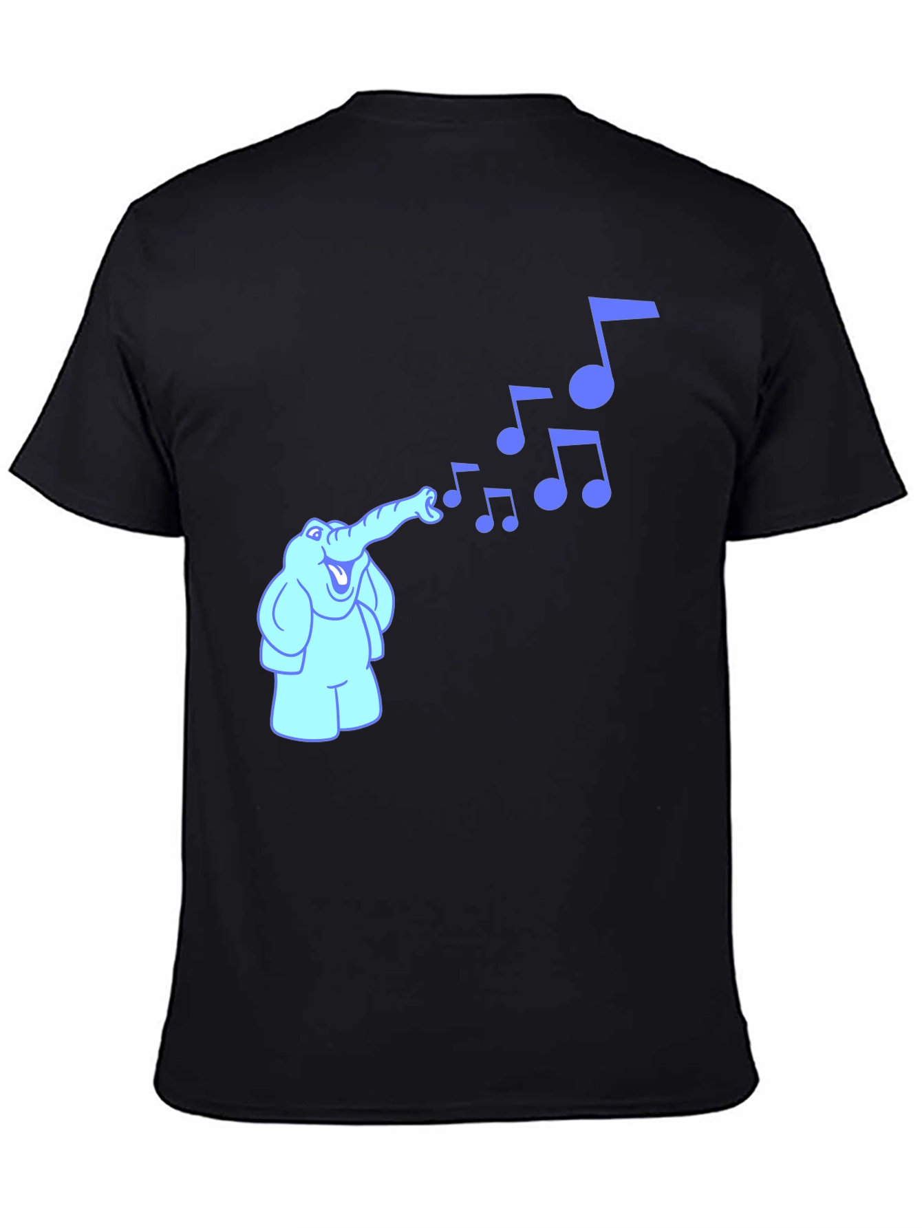 Musical Elephant Graphic Tee - Black Cotton Shirt