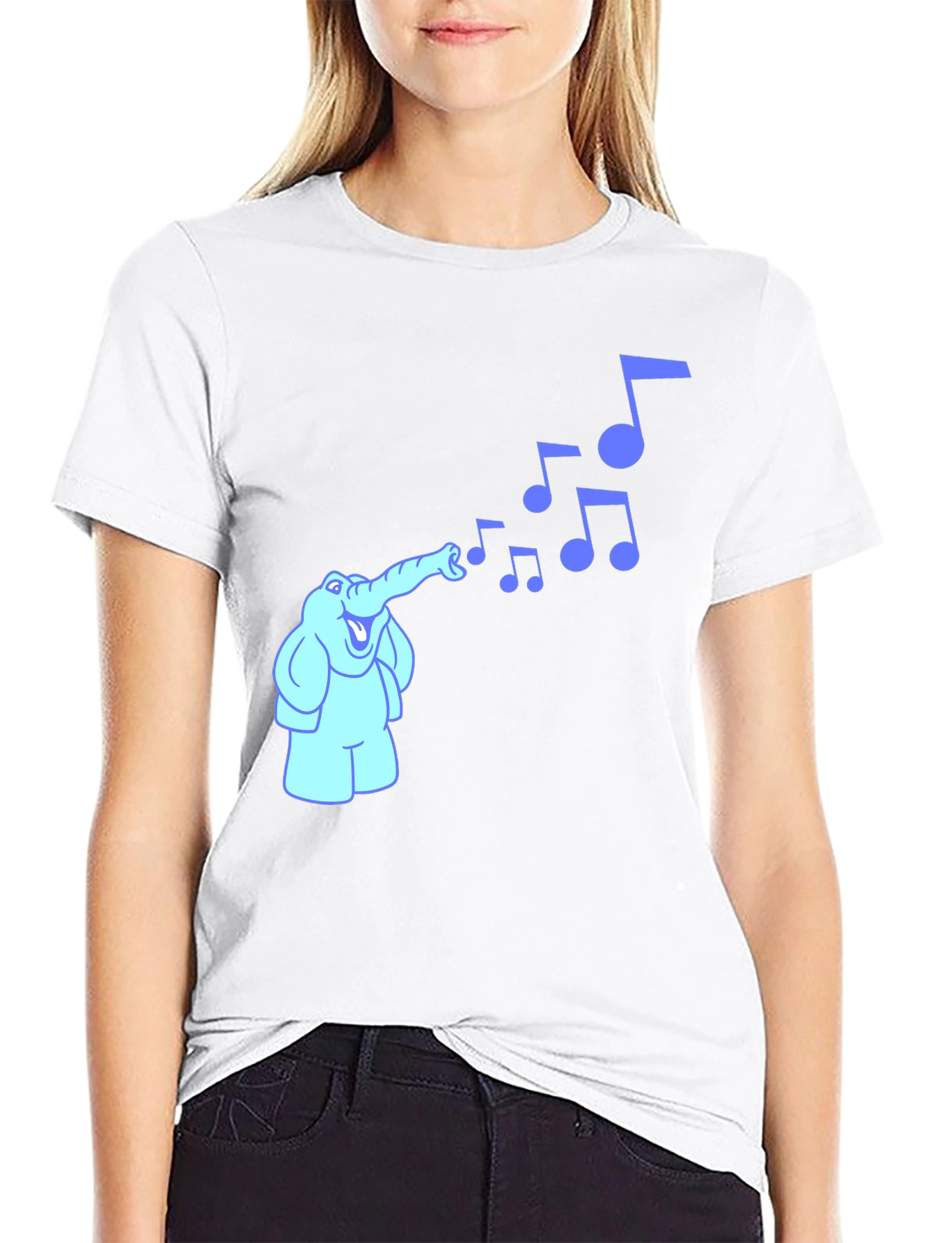 Musical Elephant Graphic Tee - Black Cotton Shirt