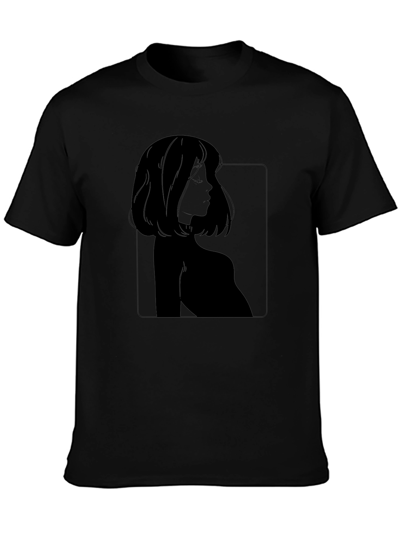 Minimalist Woman Portrait Black T-Shirt