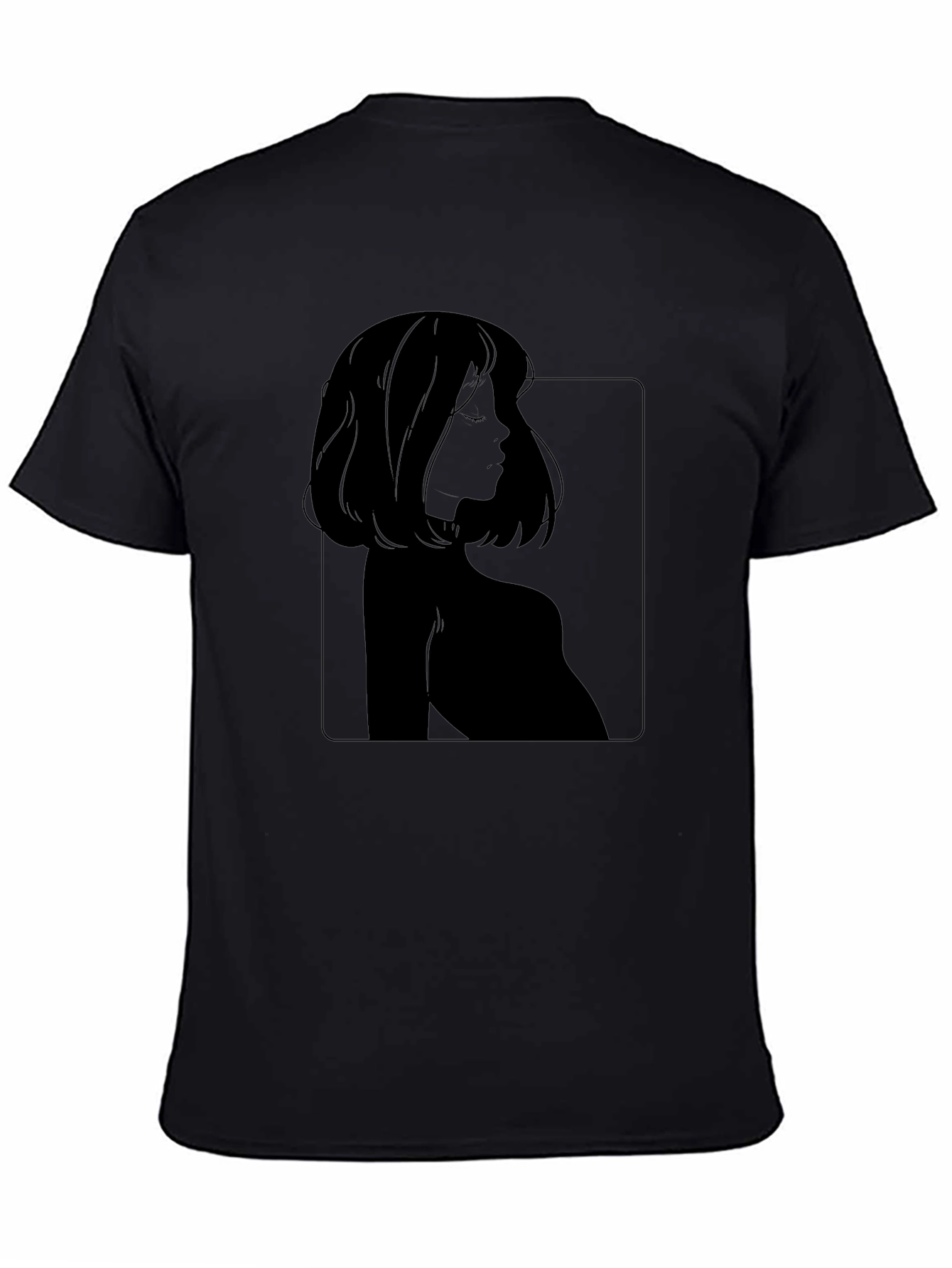 Minimalist Woman Portrait Black T-Shirt