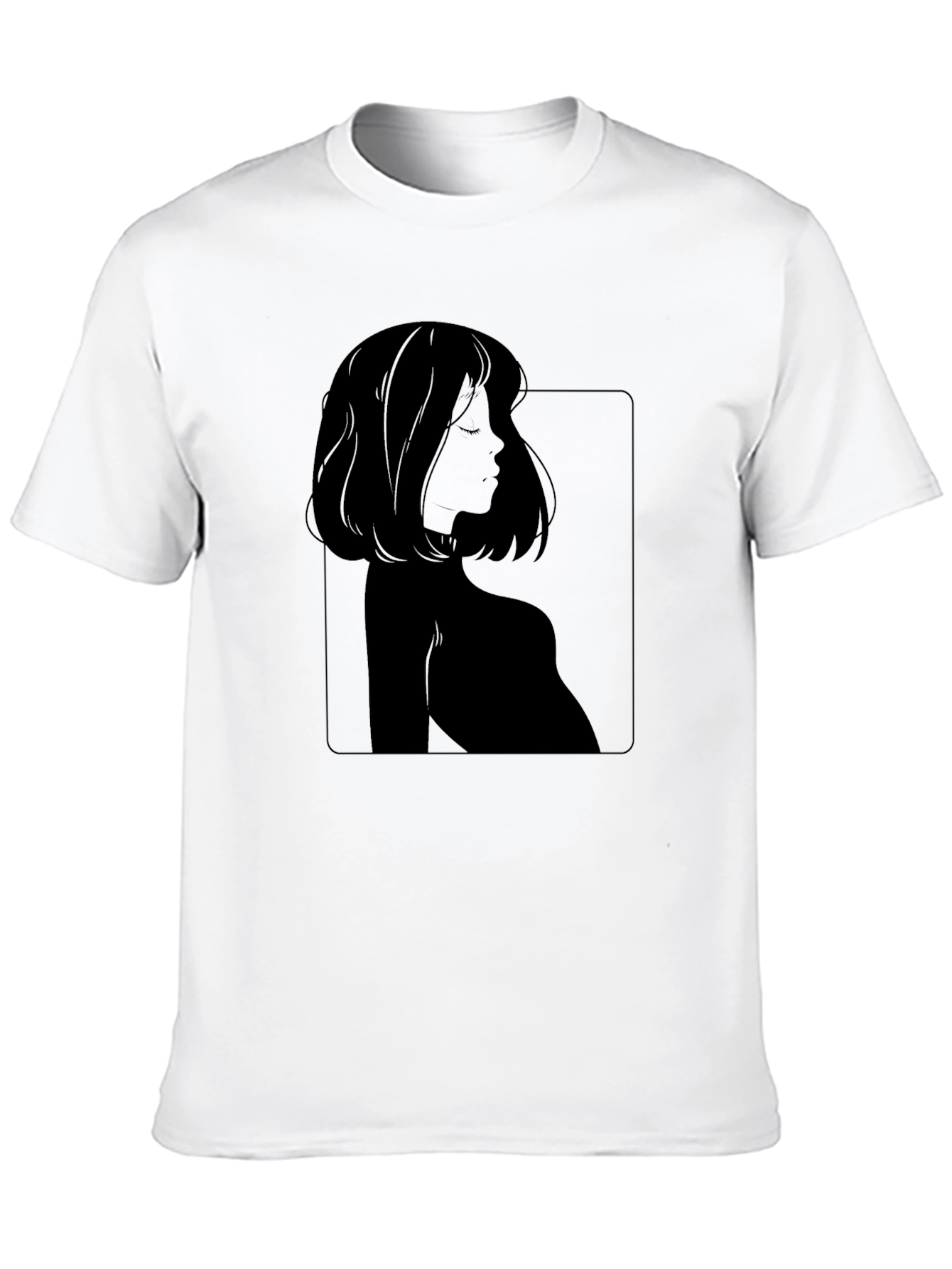 Minimalist Woman Portrait Black T-Shirt