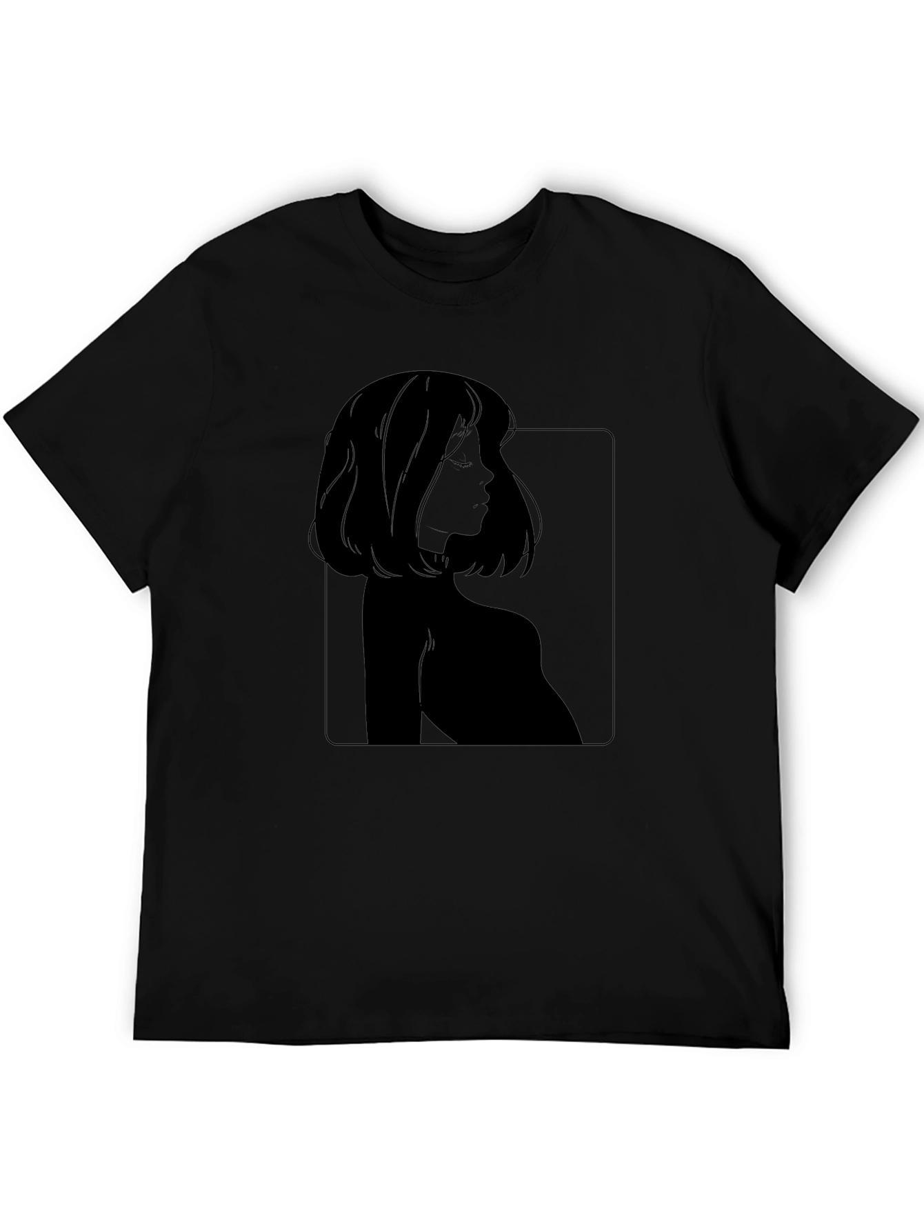 Minimalist Woman Portrait Black T-Shirt