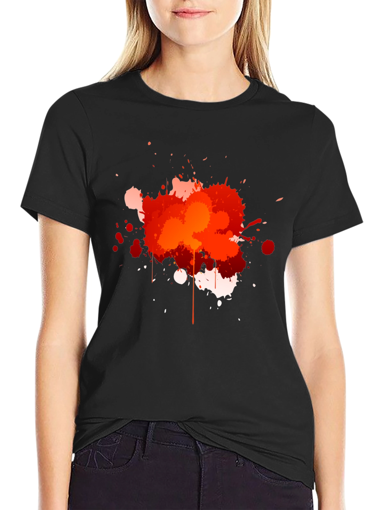 Abstract Paint Splatter Graphic T-Shirt