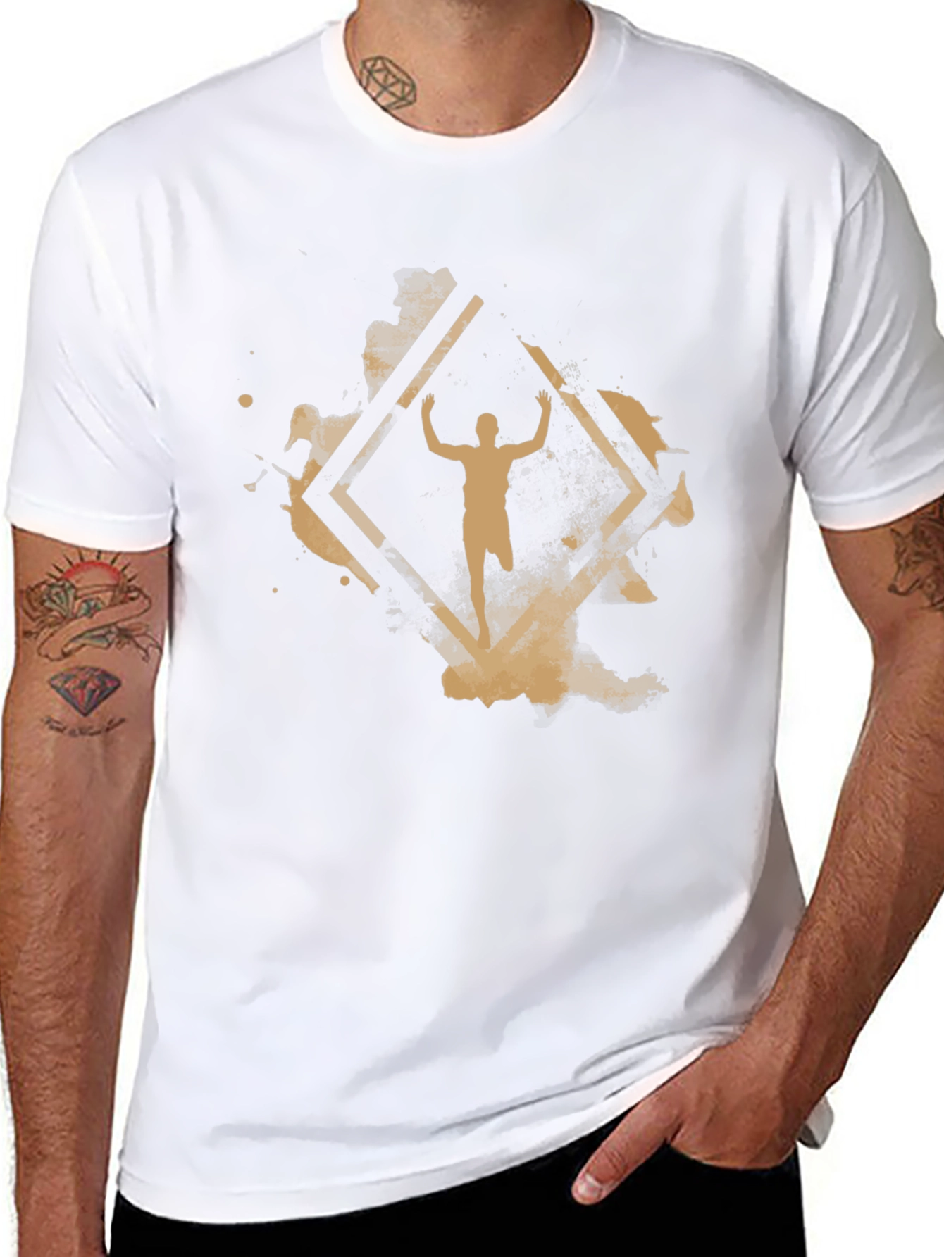 Abstract Athlete Graphic Black T-Shirt