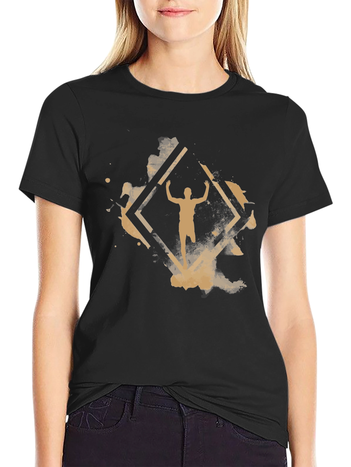 Abstract Athlete Graphic Black T-Shirt