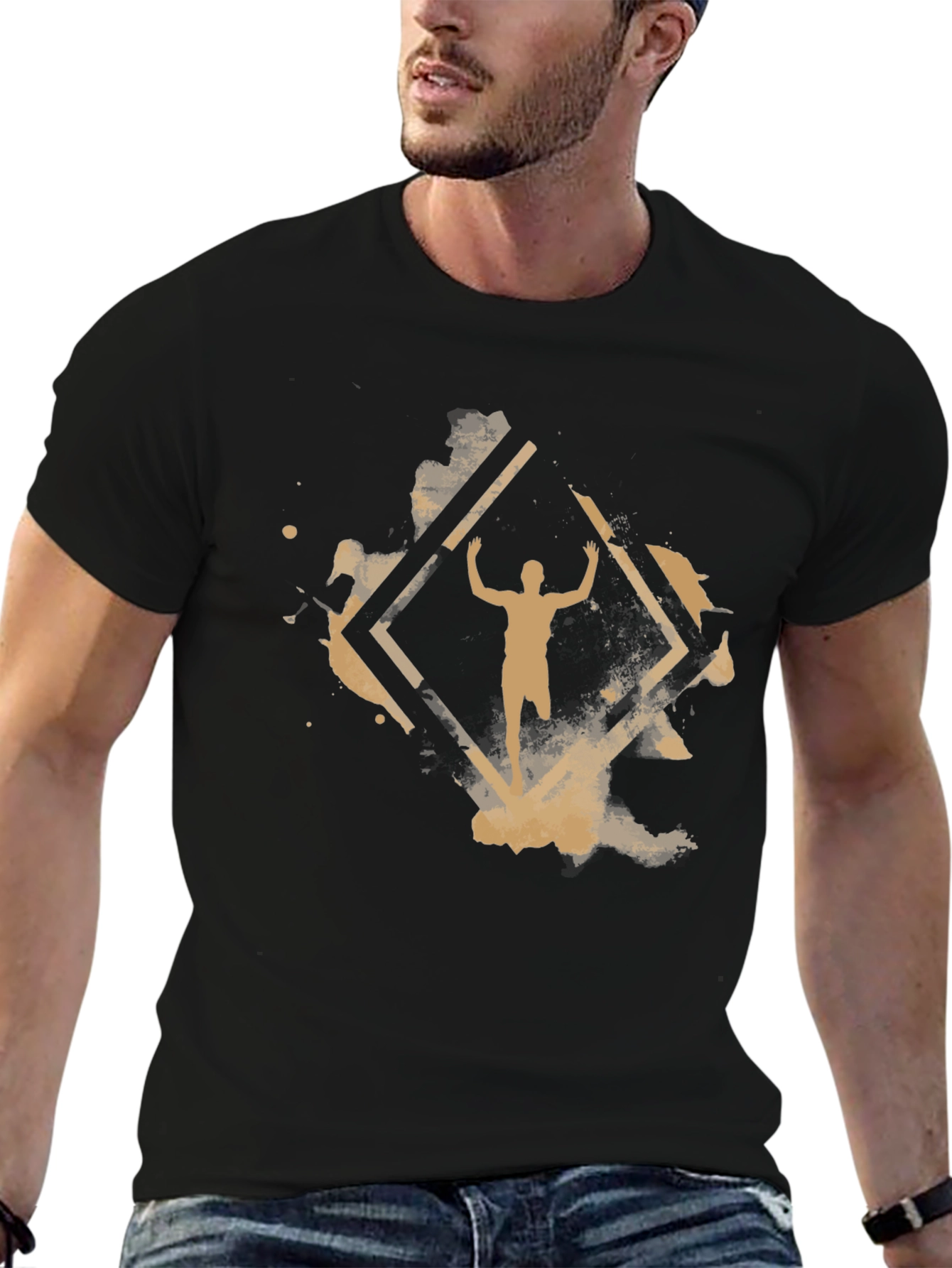 Abstract Athlete Graphic Black T-Shirt