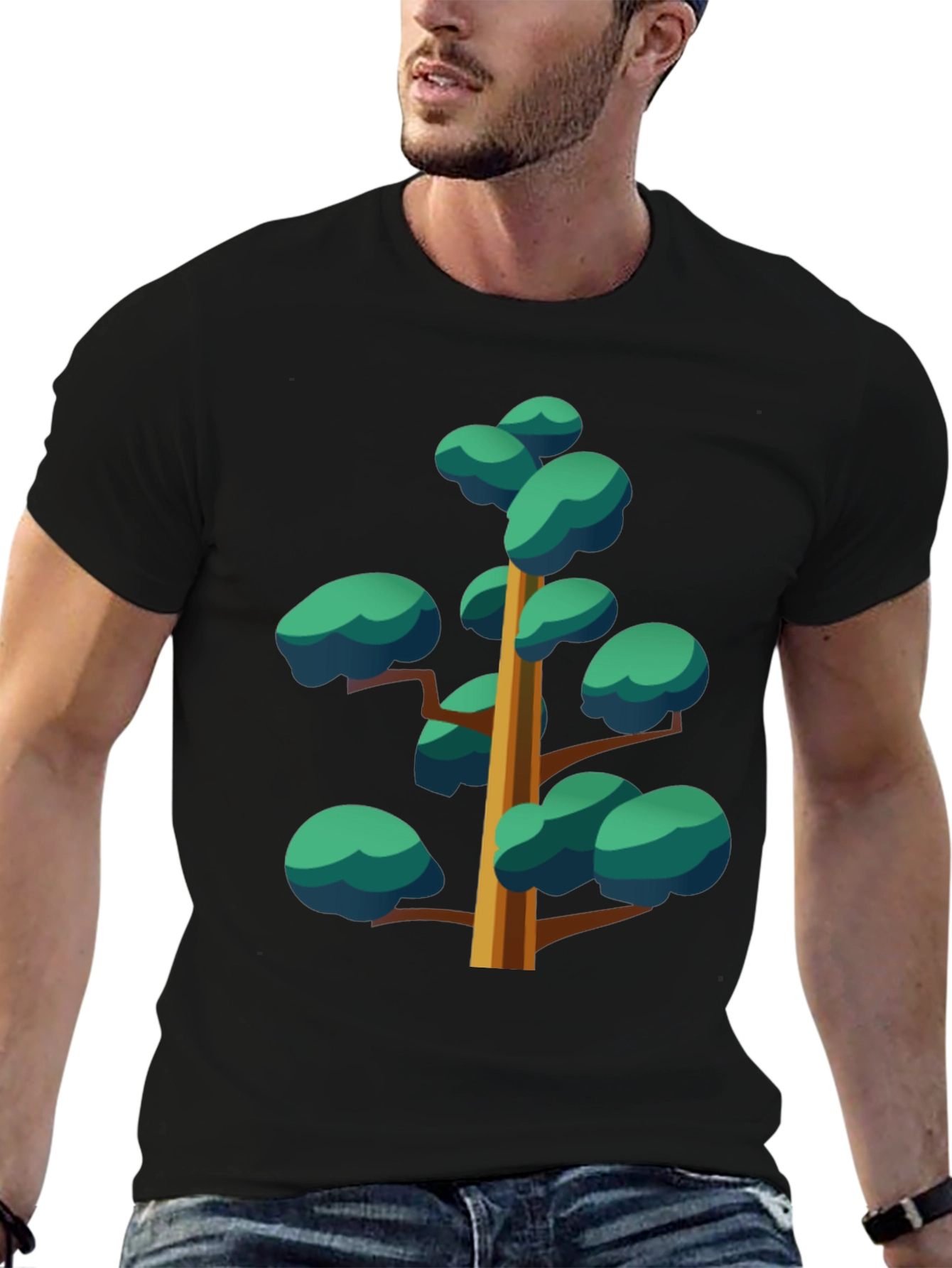Cartoon Tree Graphic Black Tee