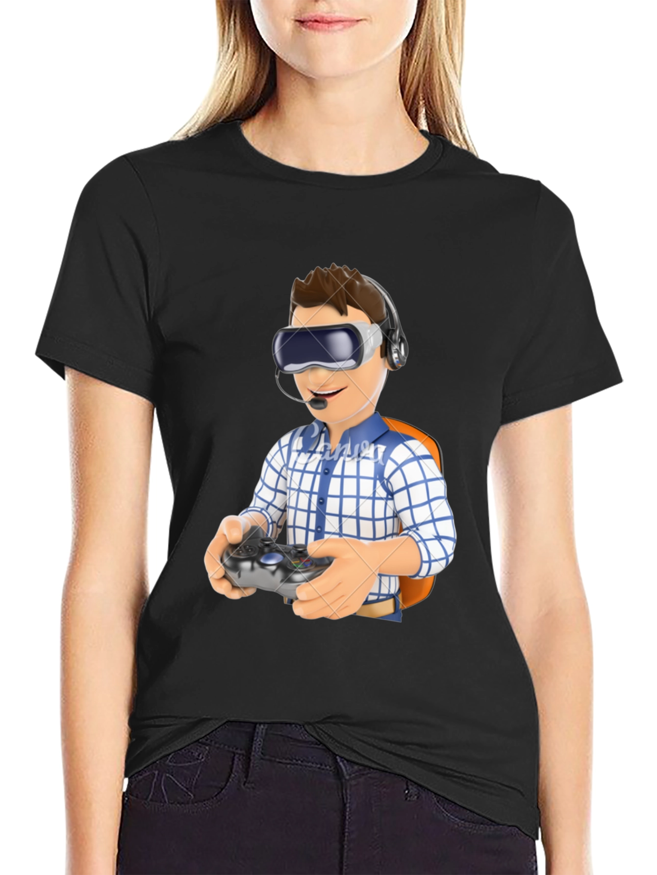 VR Gamer T-Shirt - Black Cotton Blend