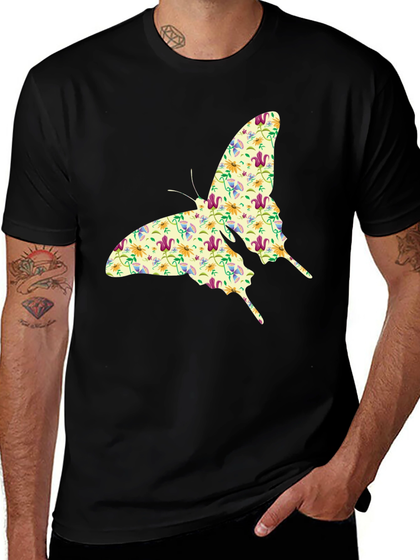 Floral Butterfly Graphic Print T-Shirt