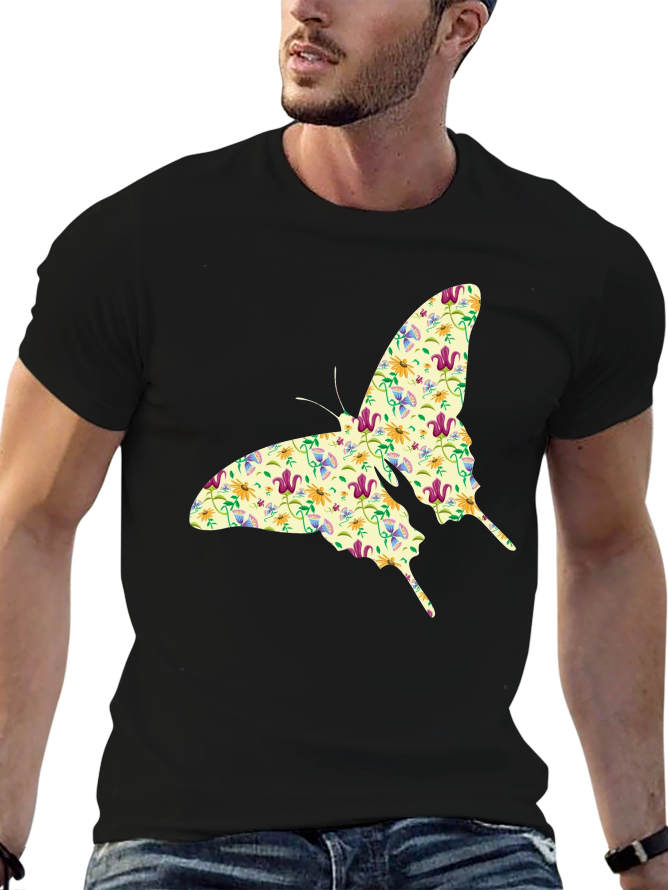 Floral Butterfly Graphic Print T-Shirt