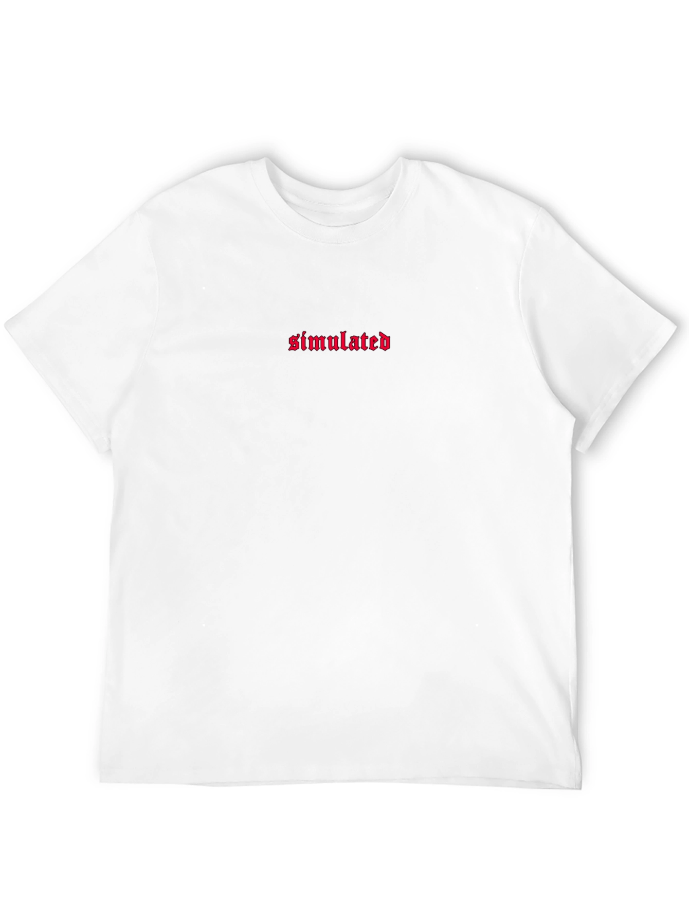 Simulated Red Text Black T-Shirt
