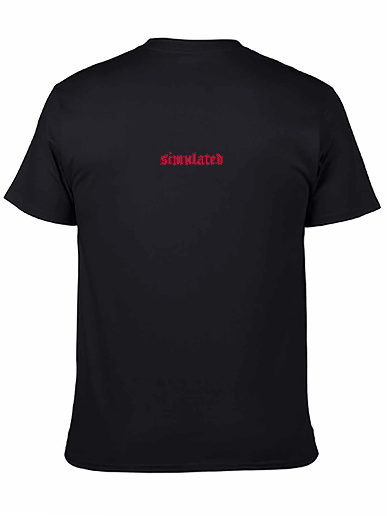 Simulated Red Text Black T-Shirt
