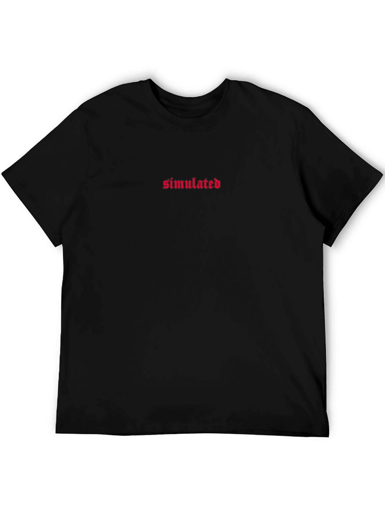 Simulated Red Text Black T-Shirt
