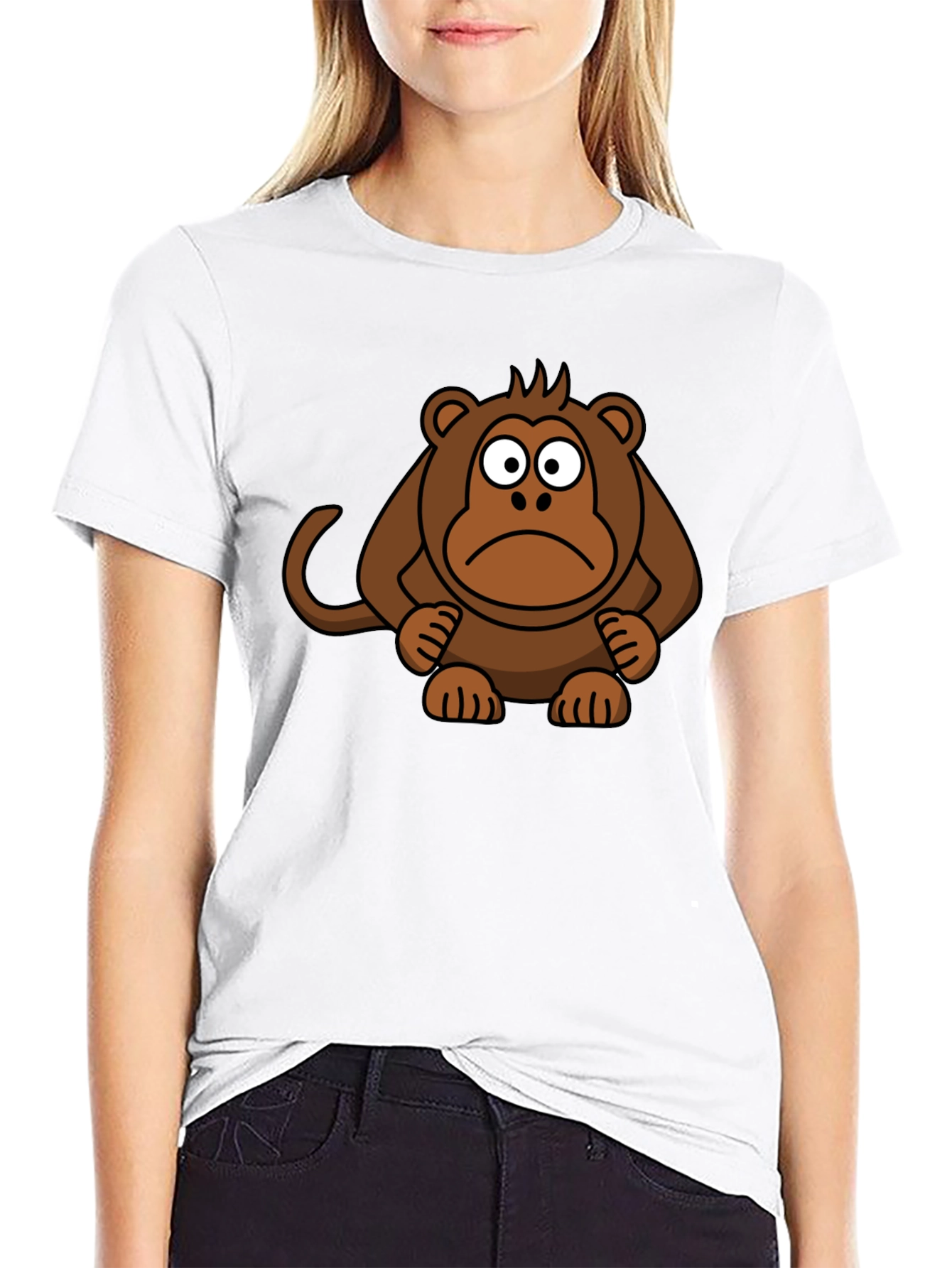 Sad Monkey Graphic Tee - Black Cotton T-Shirt