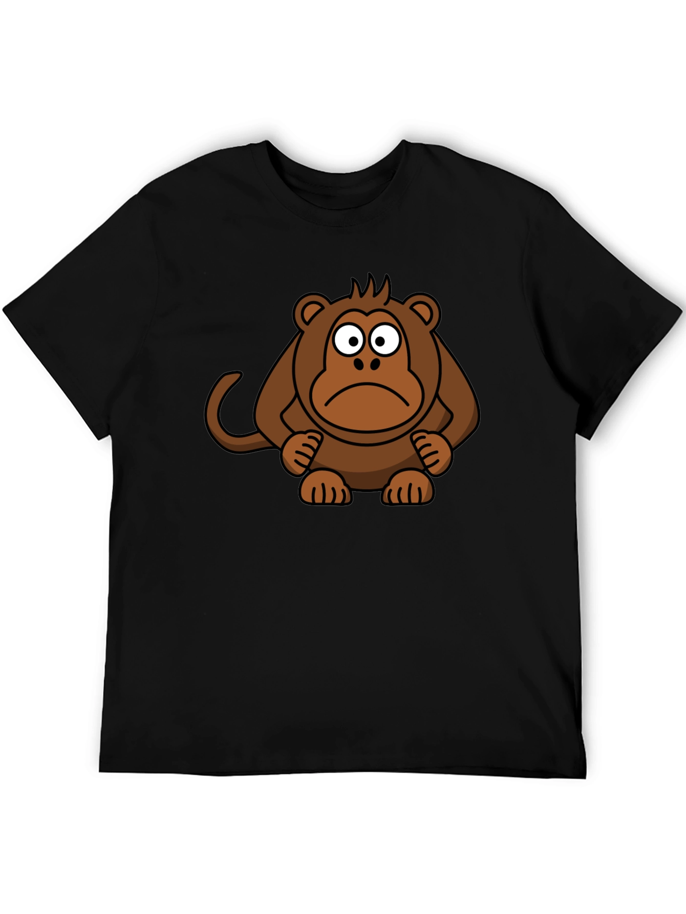 Sad Monkey Graphic Tee - Black Cotton T-Shirt