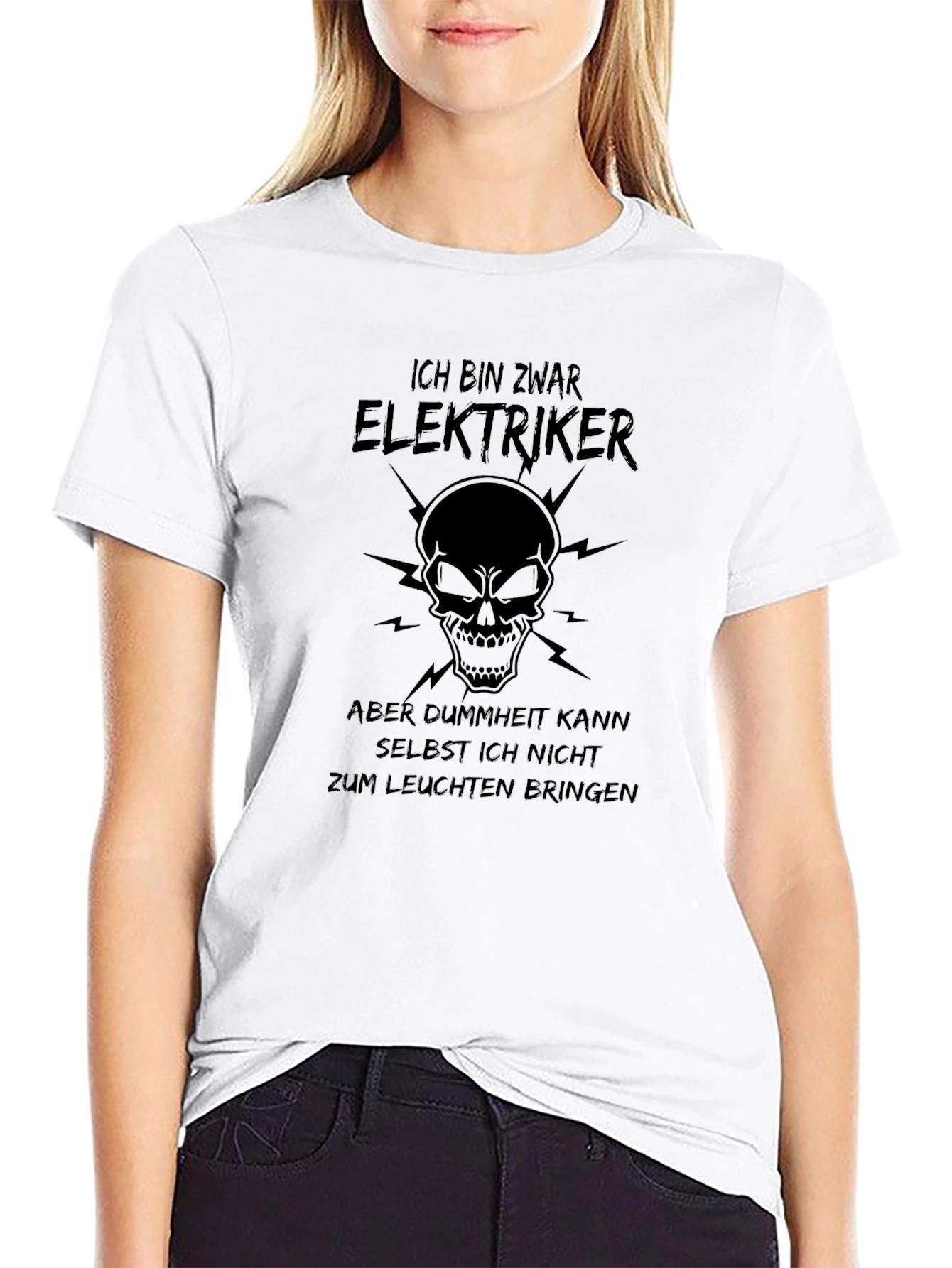 Electrician Skull Humor Graphic T-Shirt
