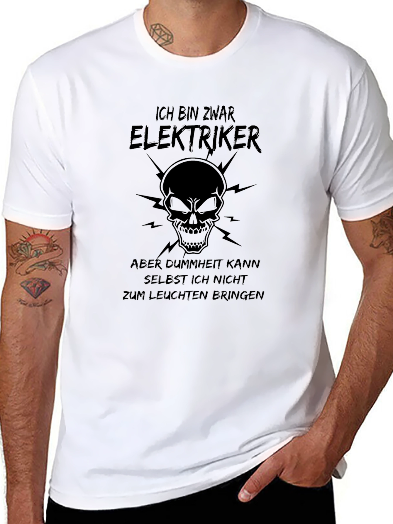 Electrician Skull Humor Graphic T-Shirt