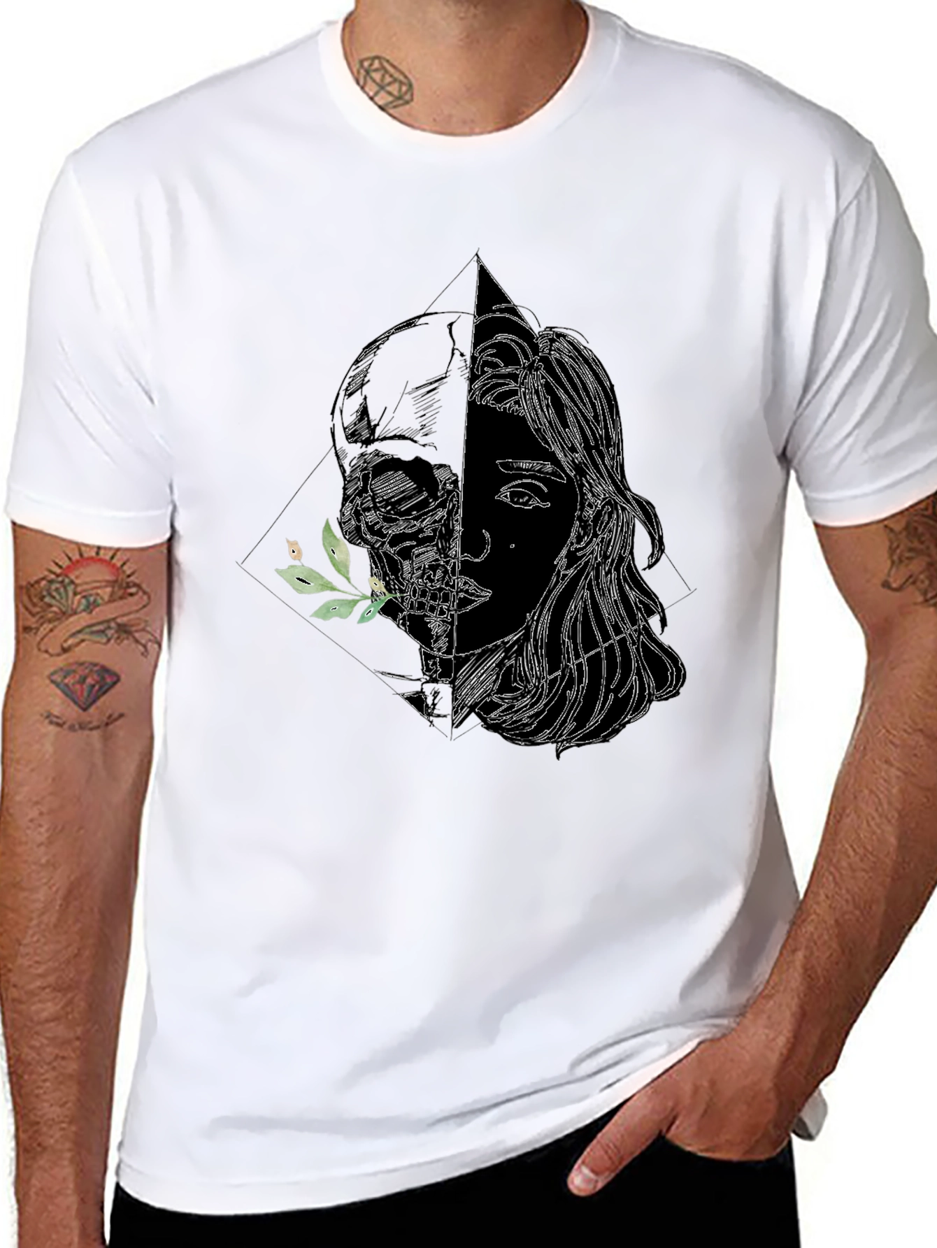 Skull & Girl Graphic Black T-Shirt