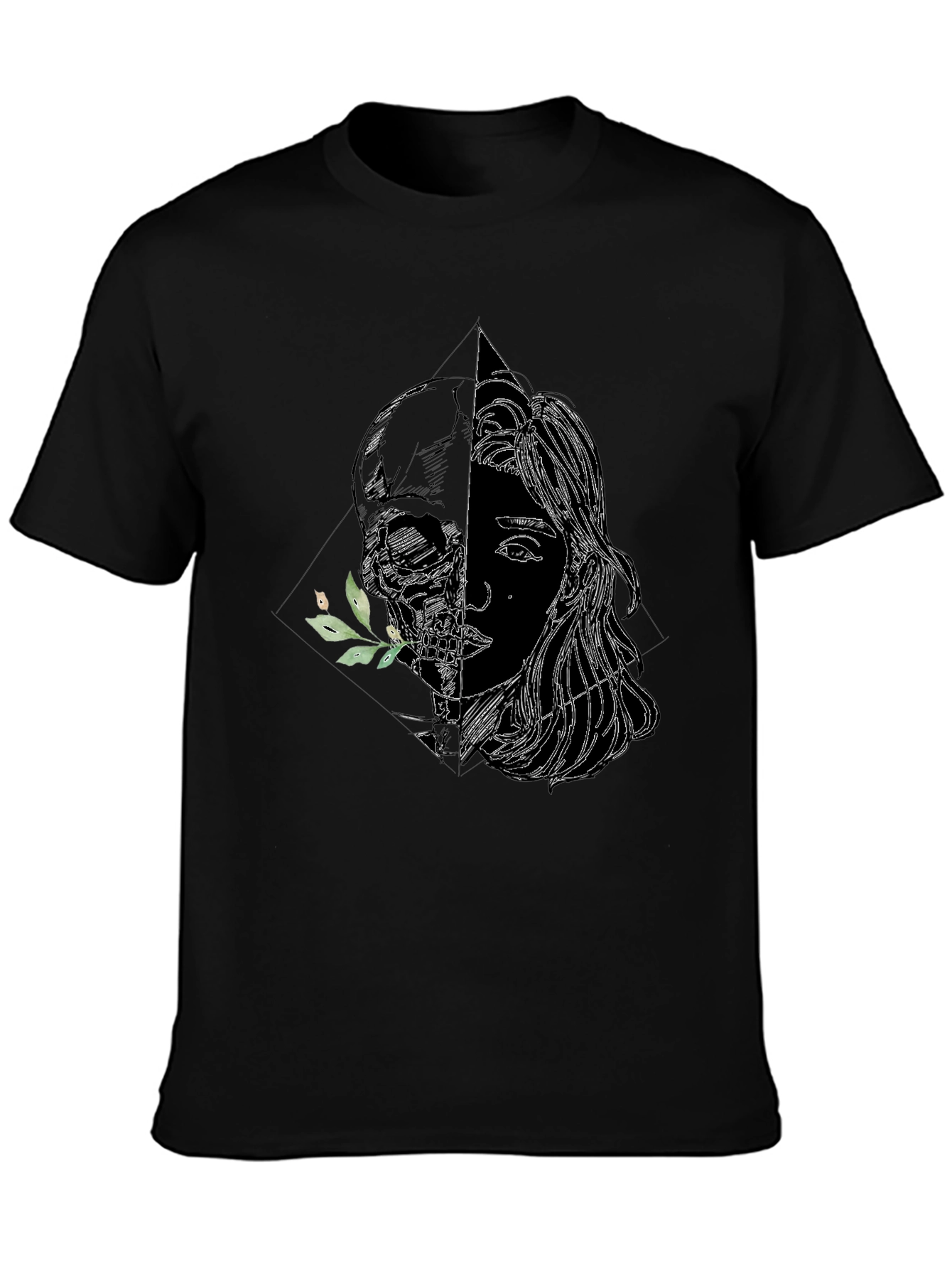 Skull & Girl Graphic Black T-Shirt