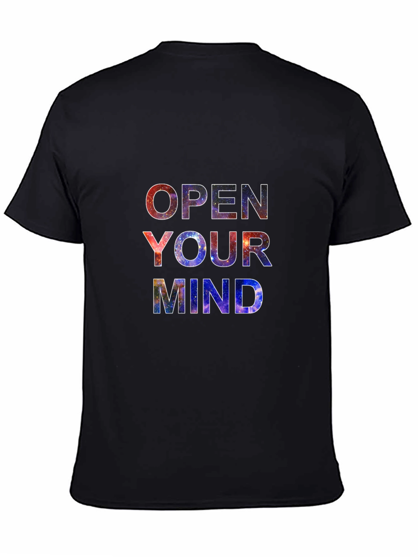 Open Your Mind Galaxy Print Black T-Shirt