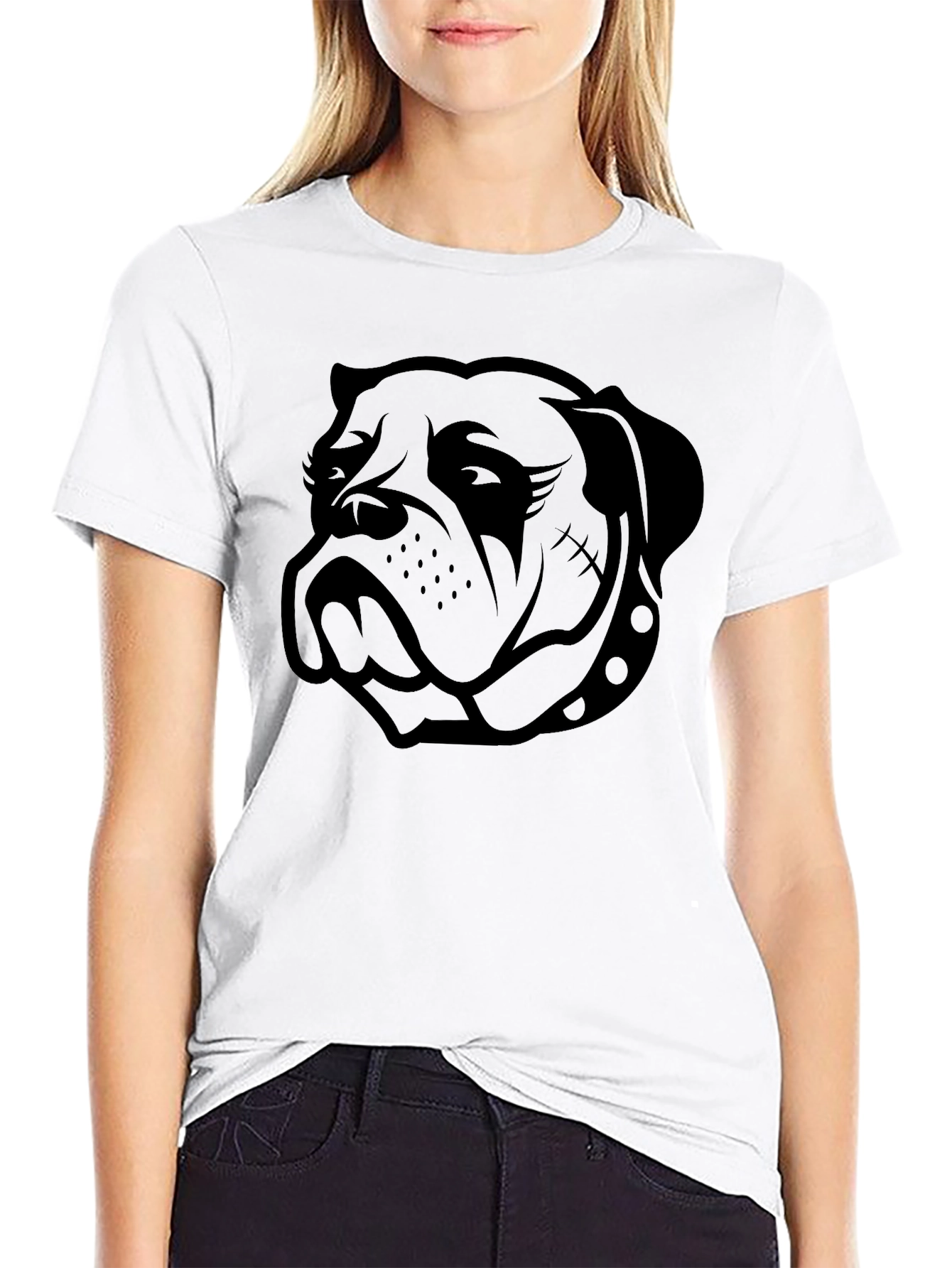 Mens Black Bulldog Graphic Tee