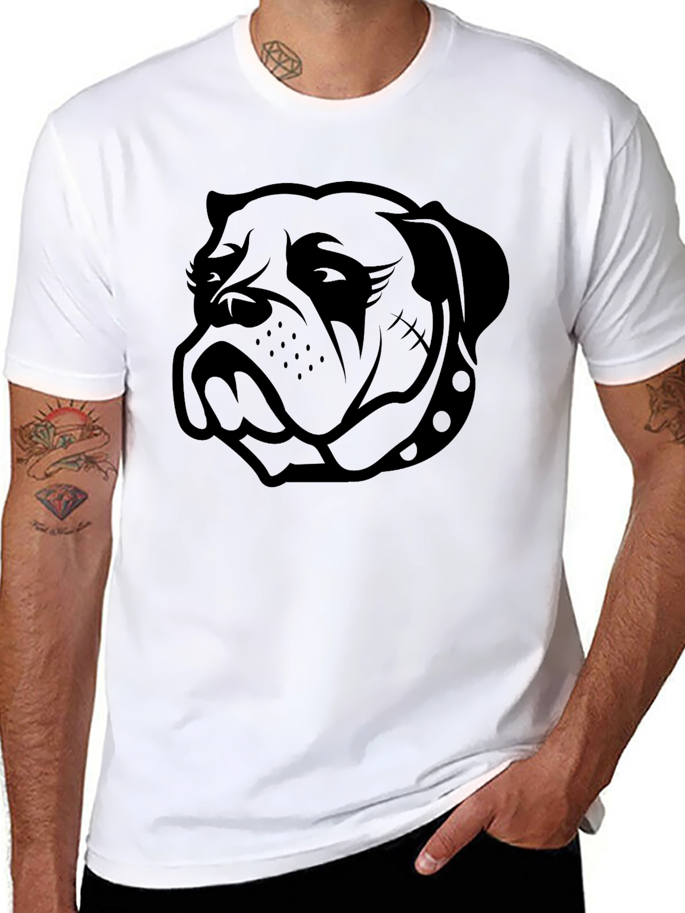 Mens Black Bulldog Graphic Tee