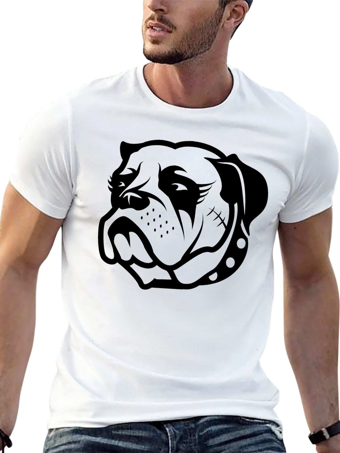 Mens Black Bulldog Graphic Tee