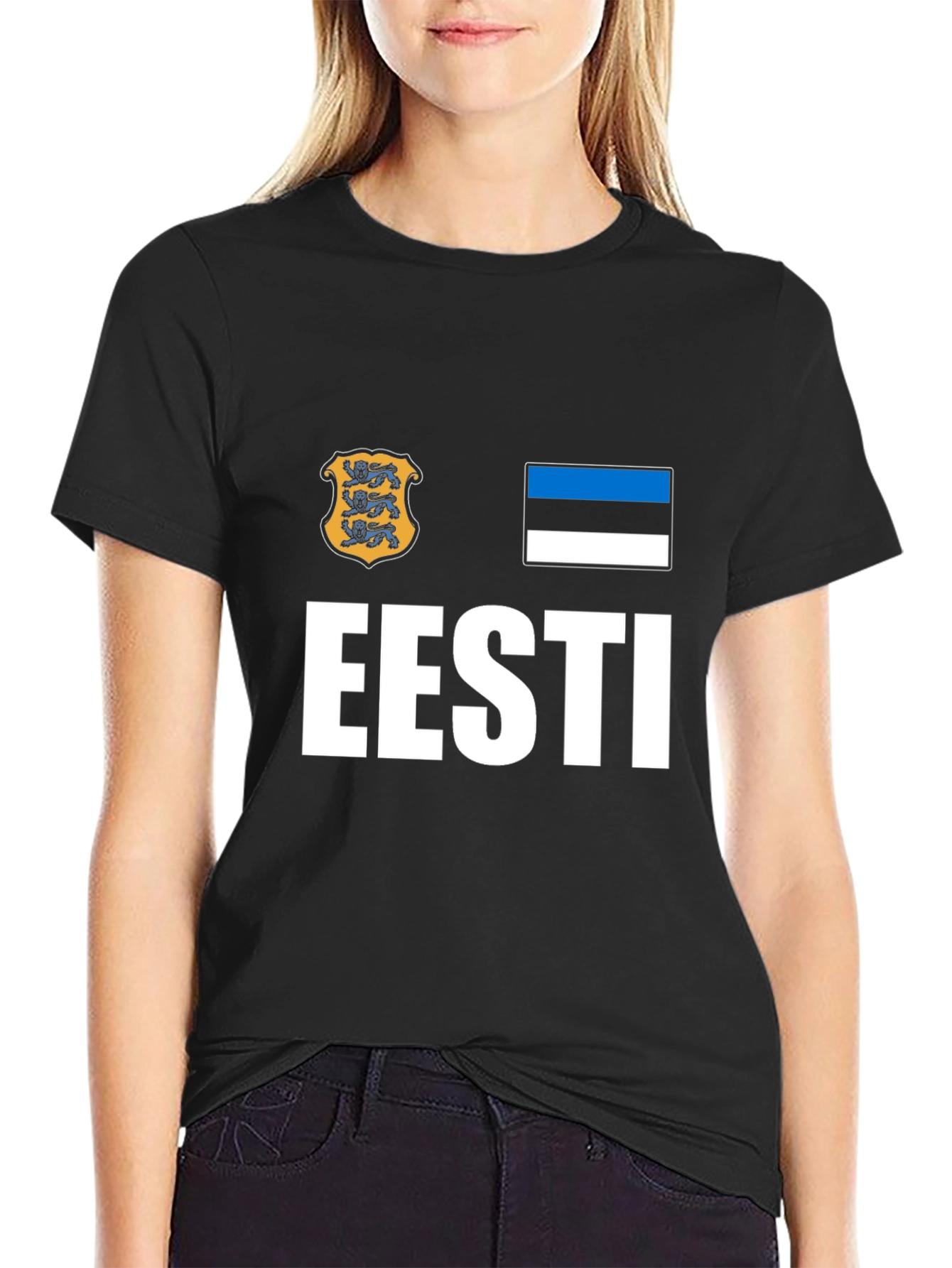 Eesti Pride T-Shirt - Black Cotton Estonia Flag Tee