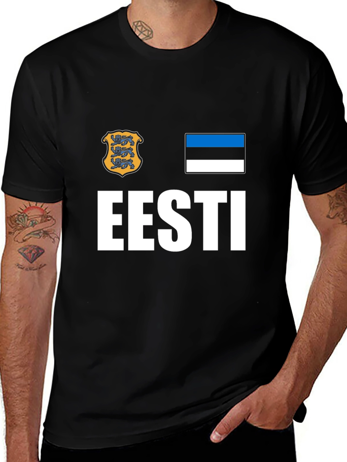 Eesti Pride T-Shirt - Black Cotton Estonia Flag Tee