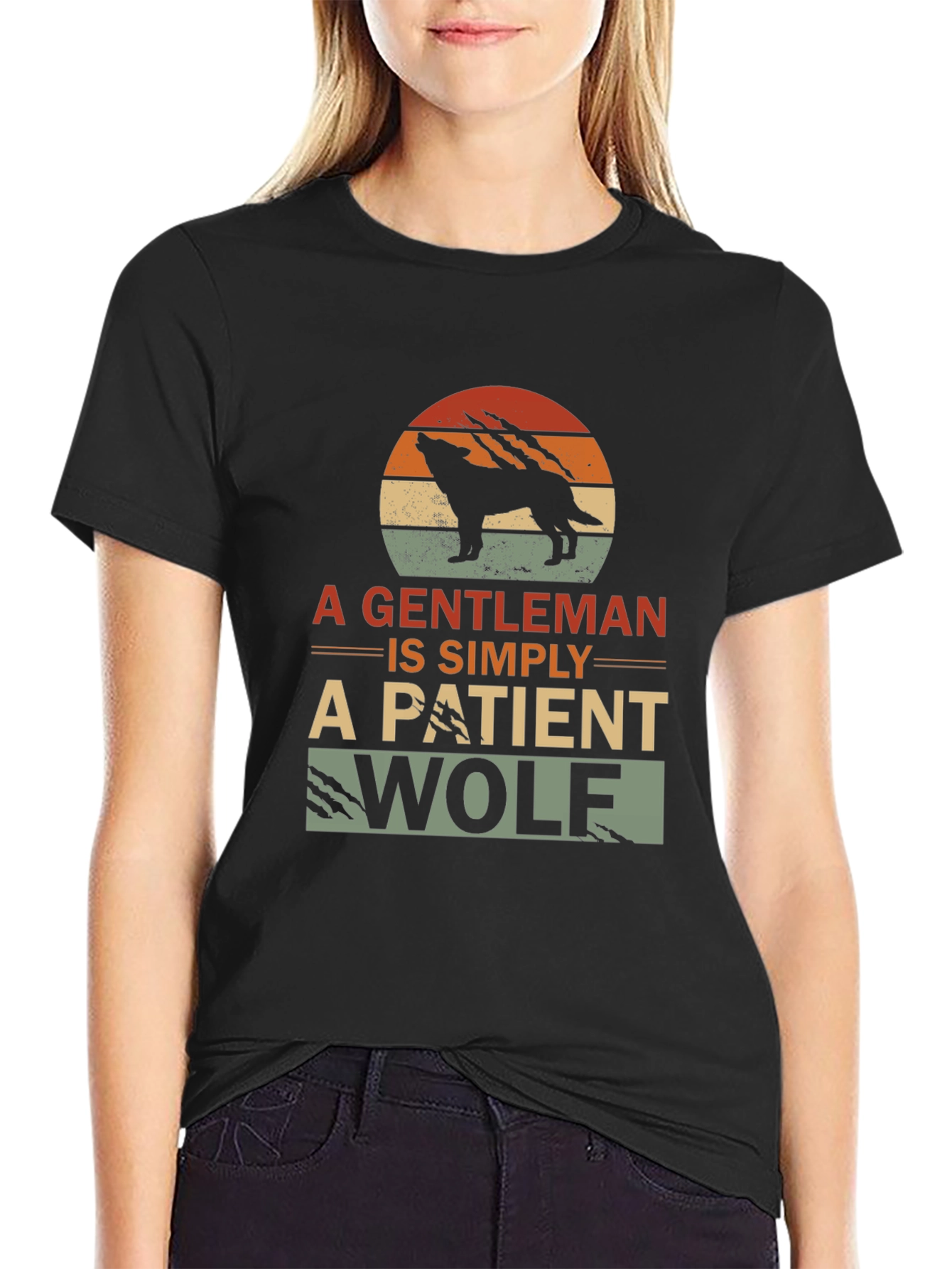 Gentleman Wolf Graphic T-Shirt - Black
