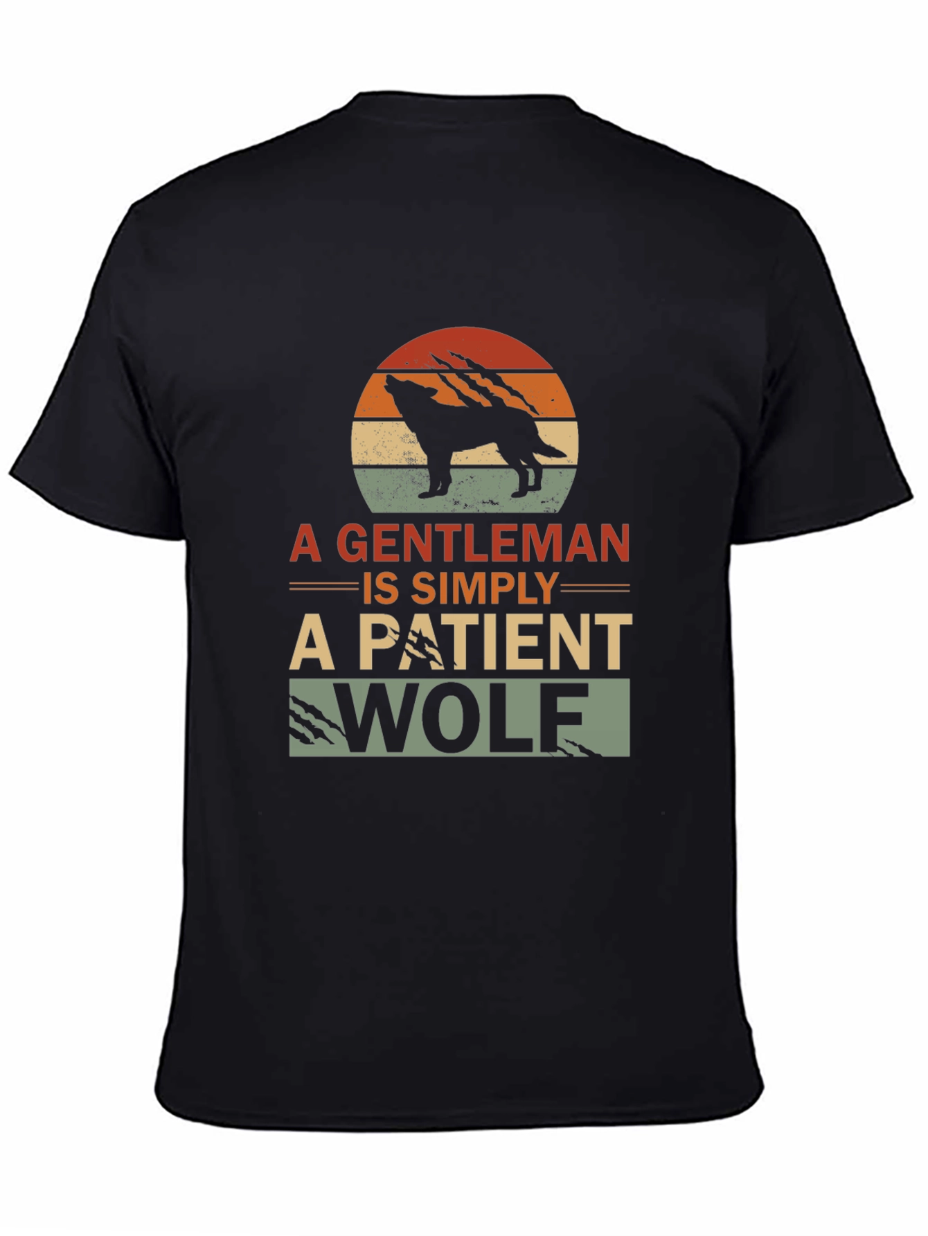 Gentleman Wolf Graphic T-Shirt - Black