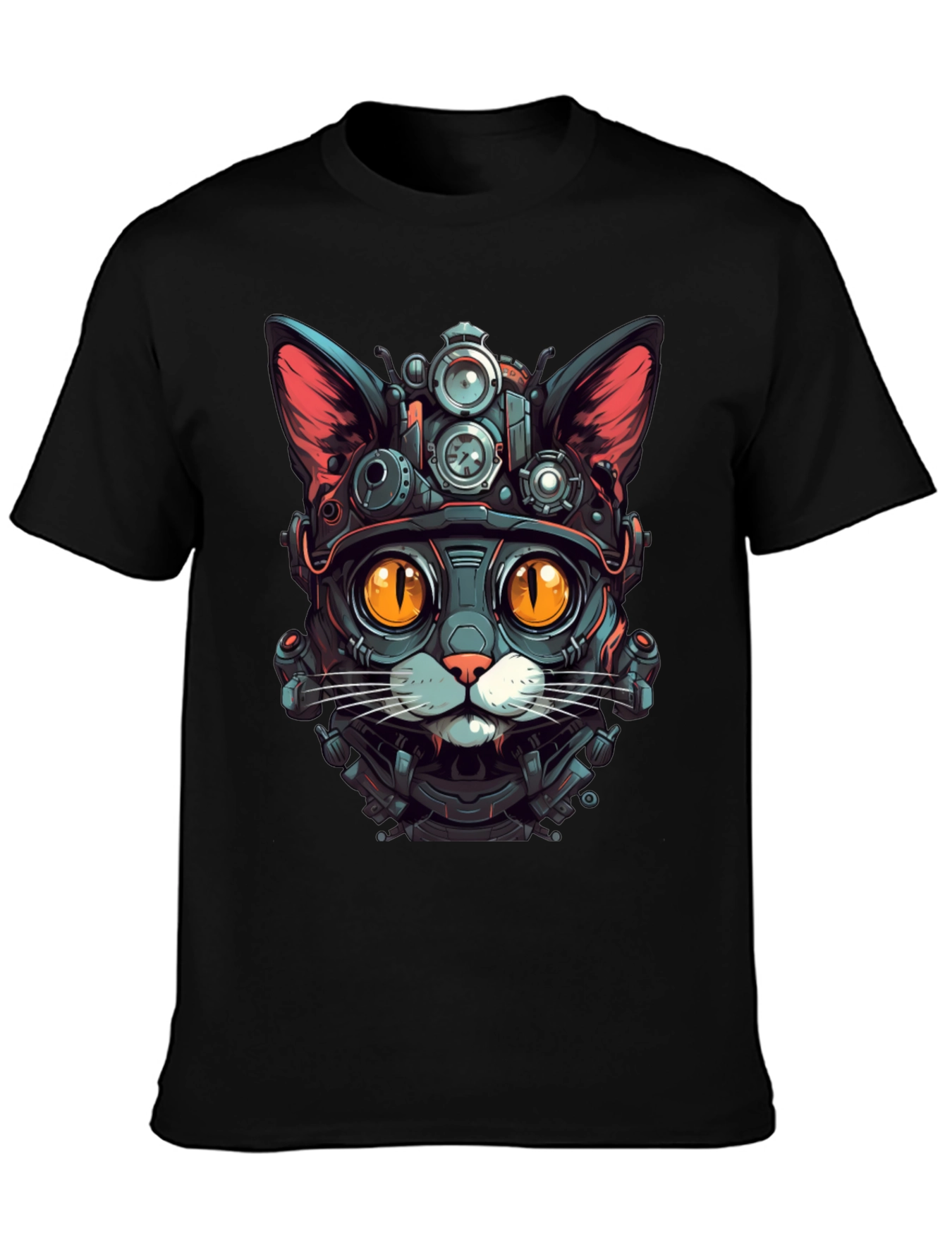 Steampunk Cat Graphic Tee - Unique Design